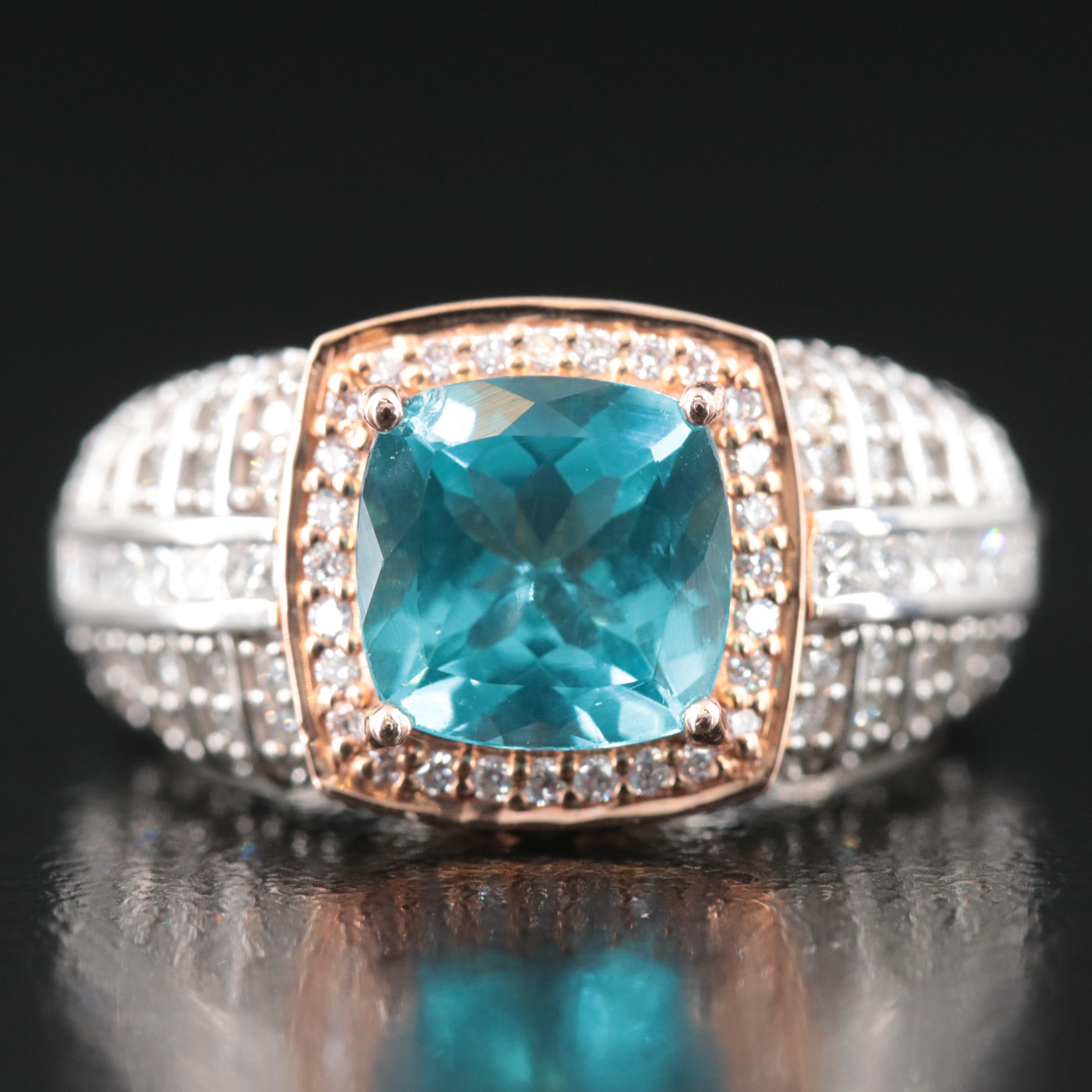 Chromia 18K Apatite and Diamond Ring with Rose Gold Accents EBTH
