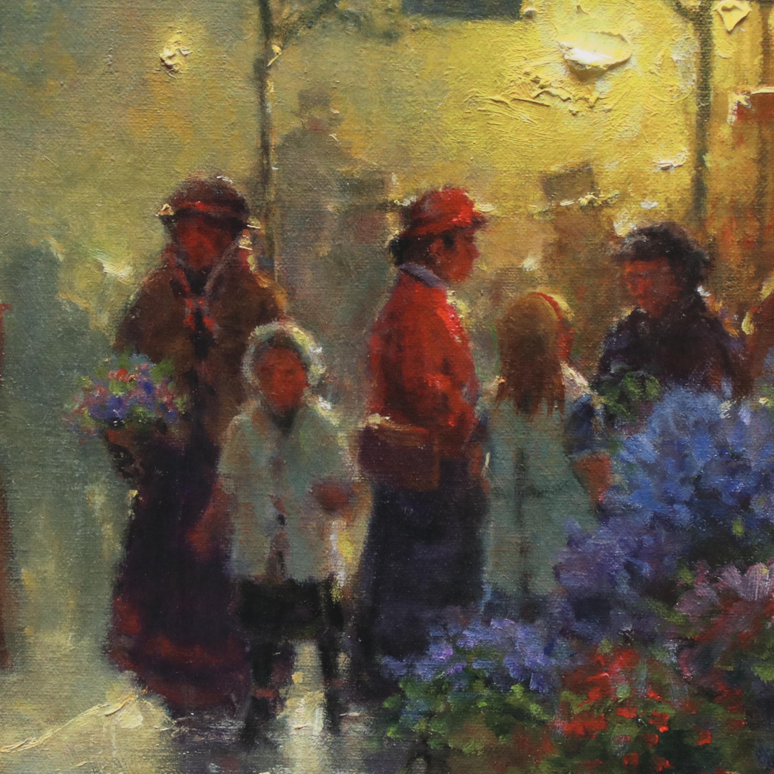 G. Harvey Offset Lithograph "Corner Flower Shop - Boston"