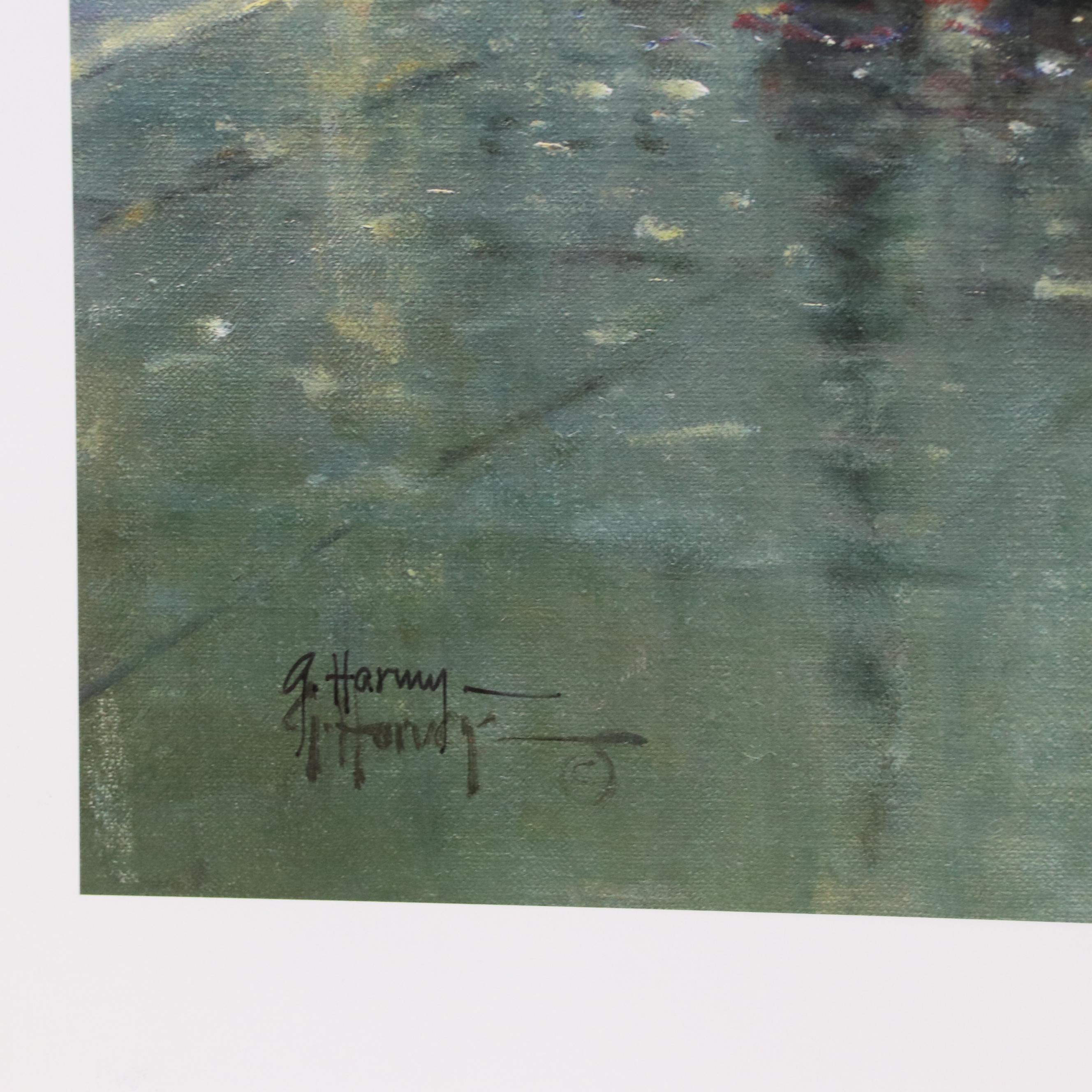 G. Harvey Offset Lithograph "Corner Flower Shop - Boston"