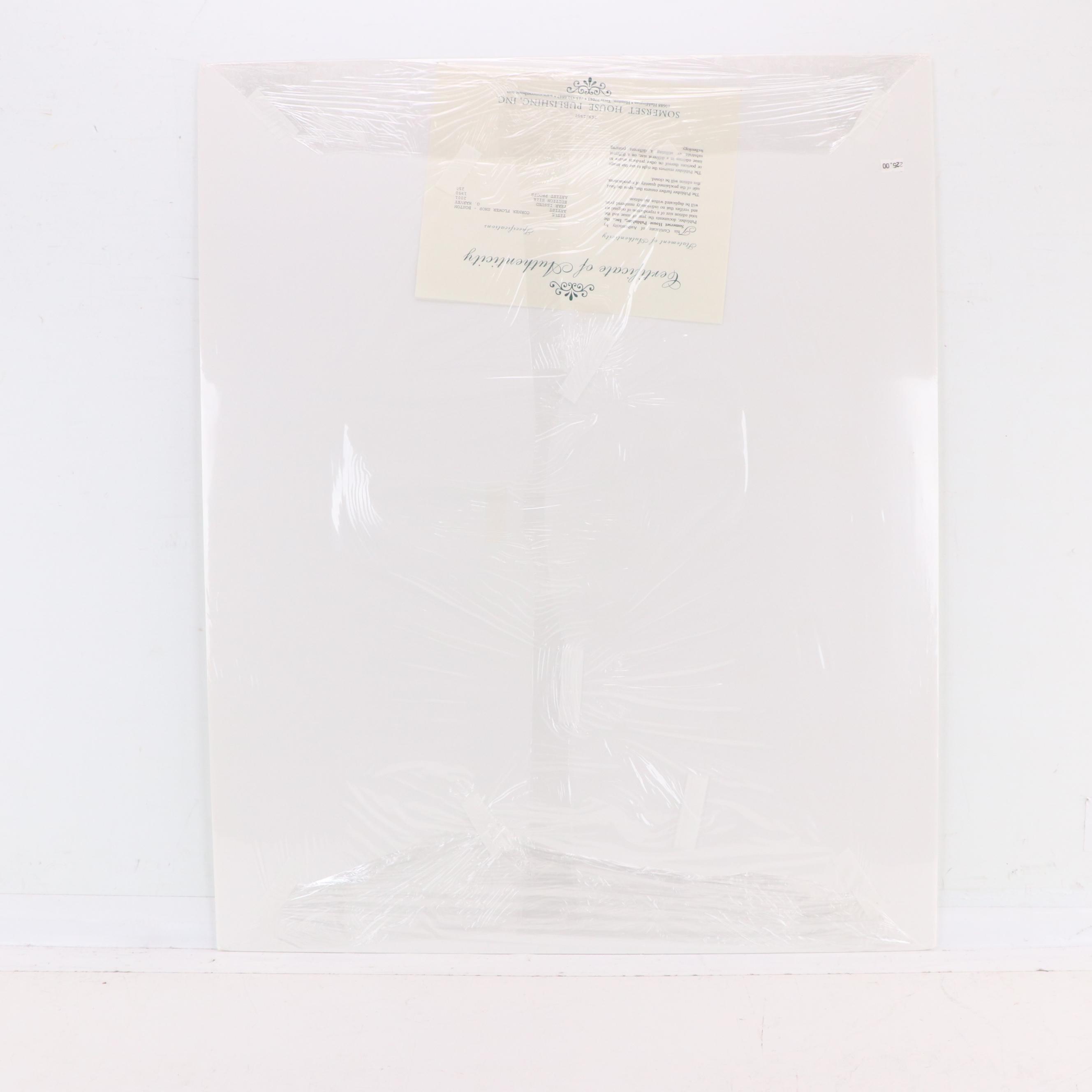 G. Harvey Offset Lithograph "Corner Flower Shop - Boston"