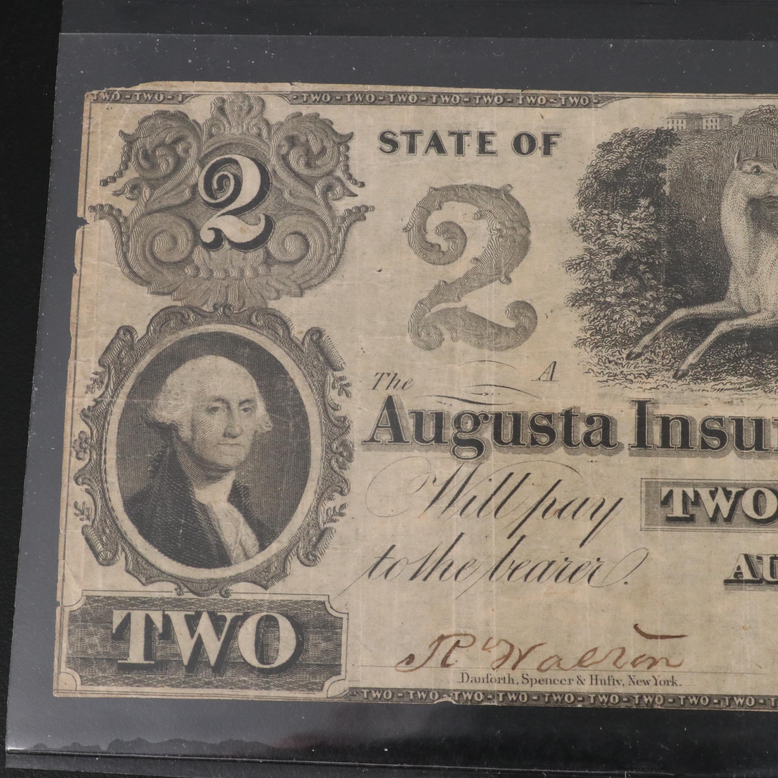Collection of Five Different Obsolete Bank Notes From Georgia