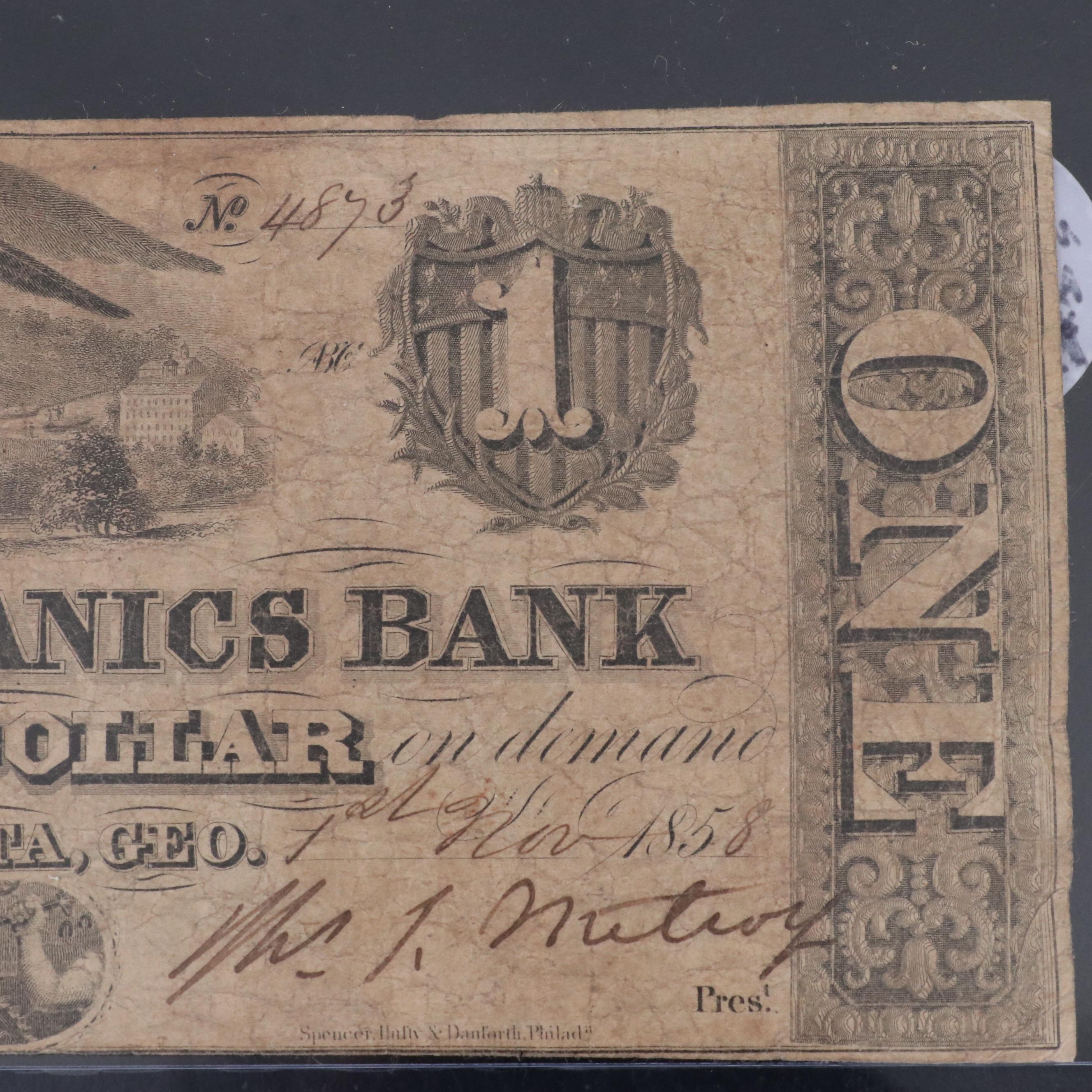 Collection of Five Different Obsolete Bank Notes From Georgia