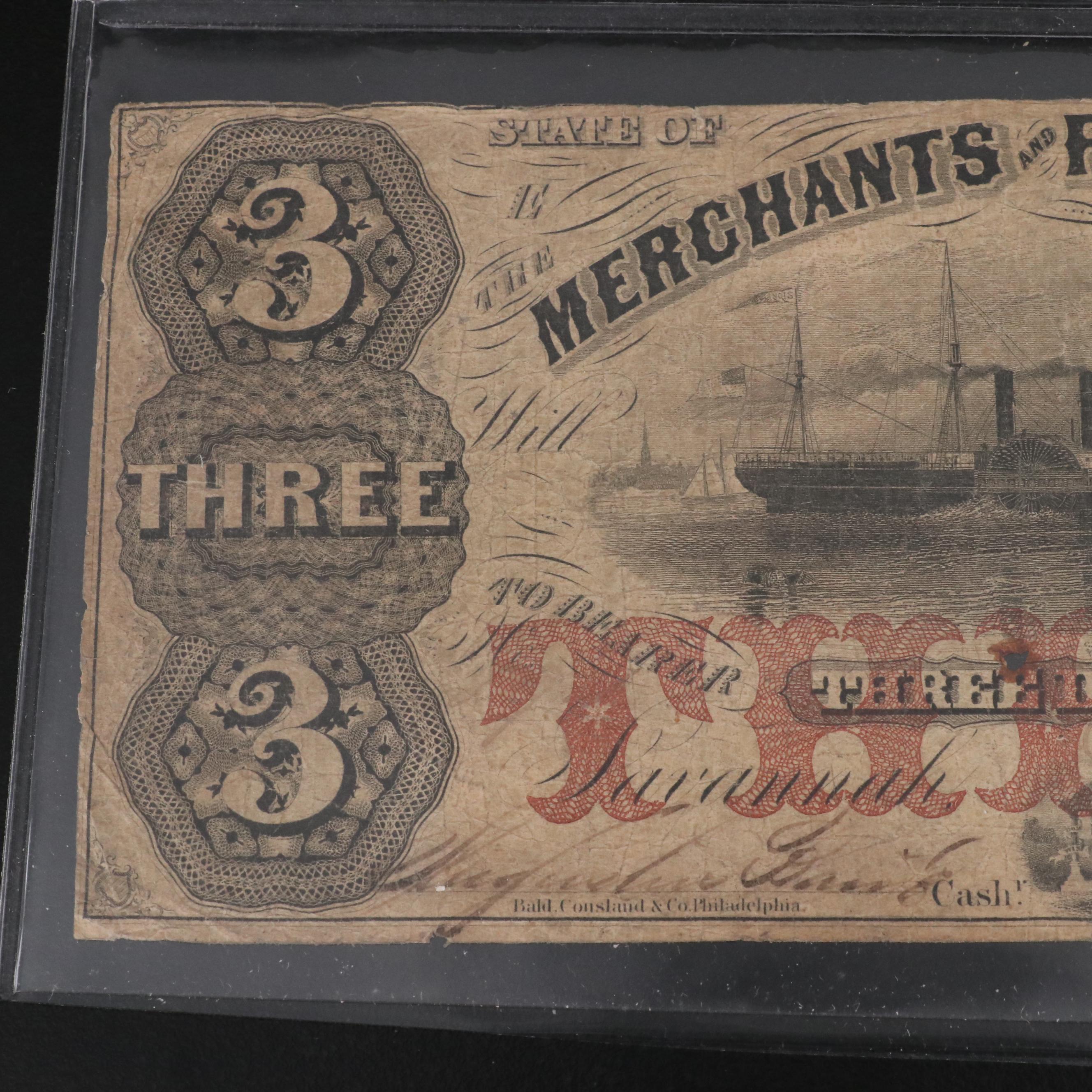 Collection of Five Different Obsolete Bank Notes From Georgia