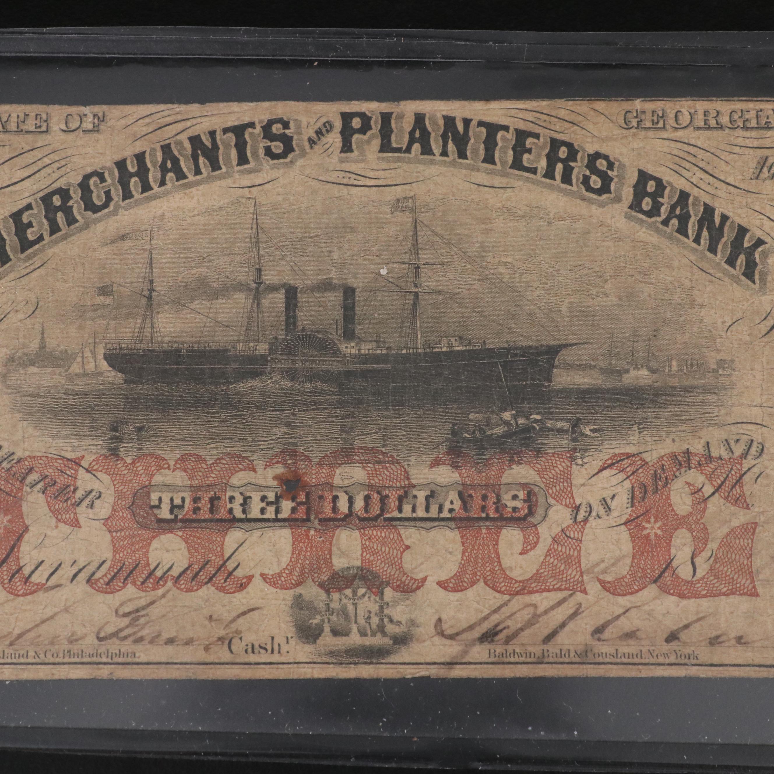 Collection of Five Different Obsolete Bank Notes From Georgia