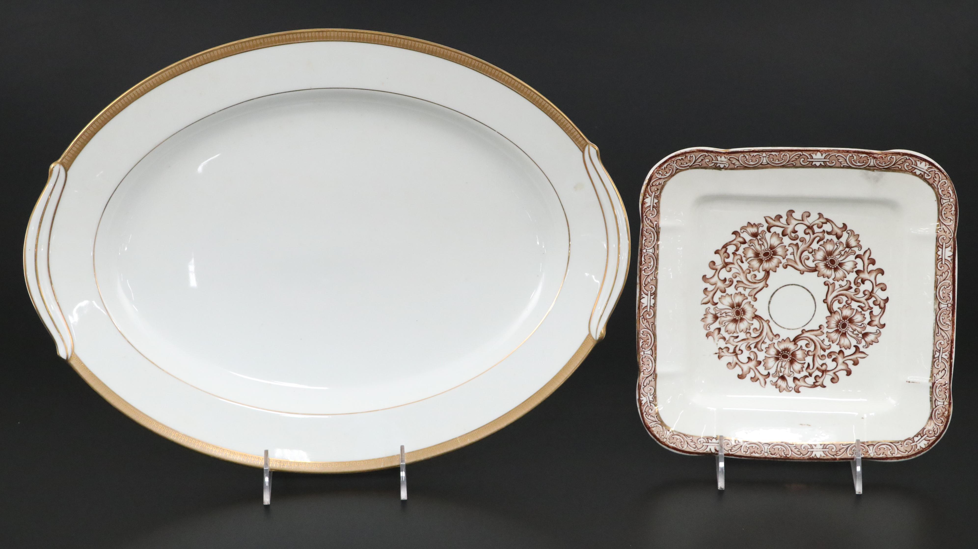 Noritake "Goldwyn" Platter with English Ironstone Square Plate and Other Decor