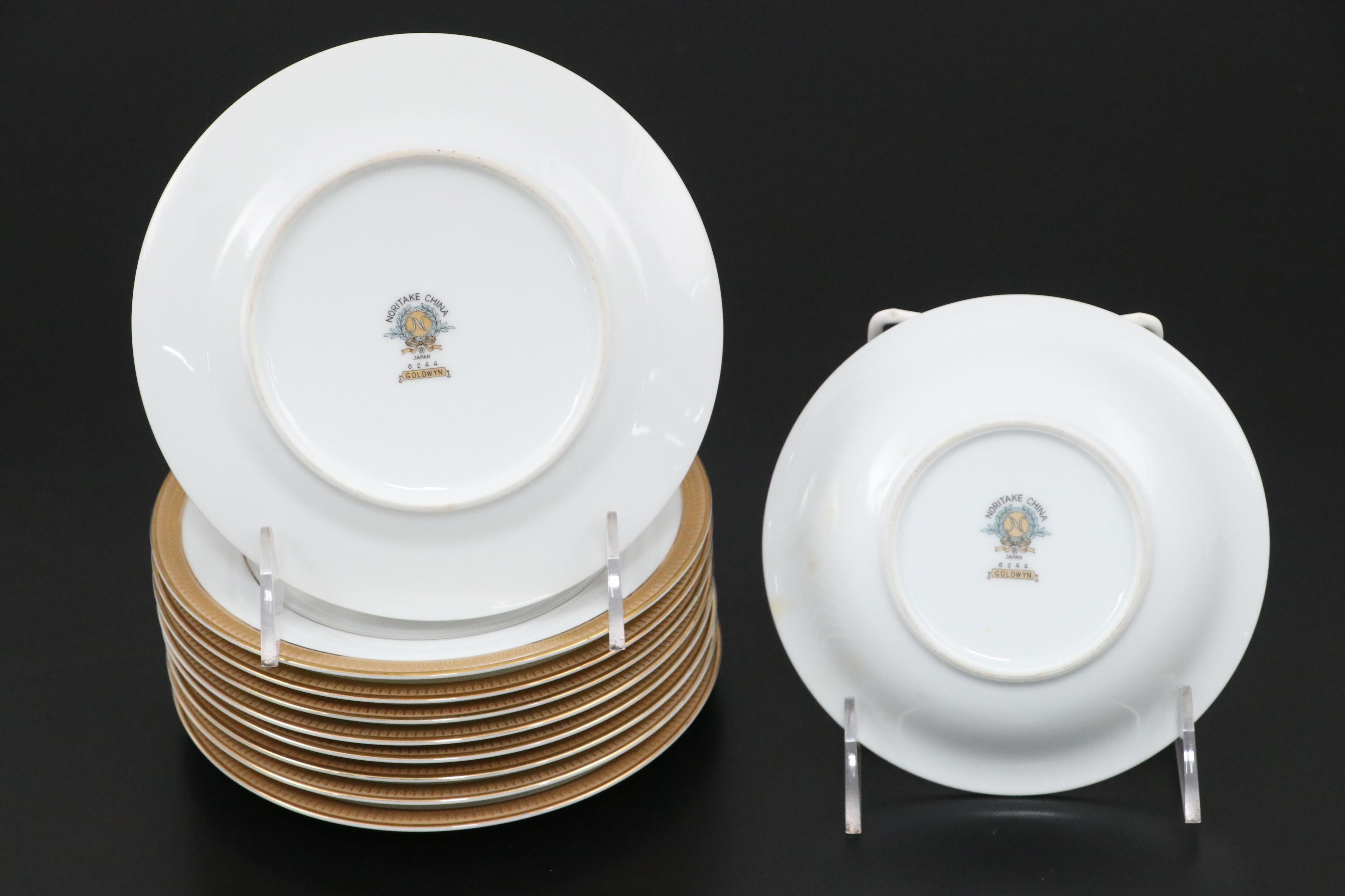 Noritake "Goldwyn" Platter with English Ironstone Square Plate and Other Decor