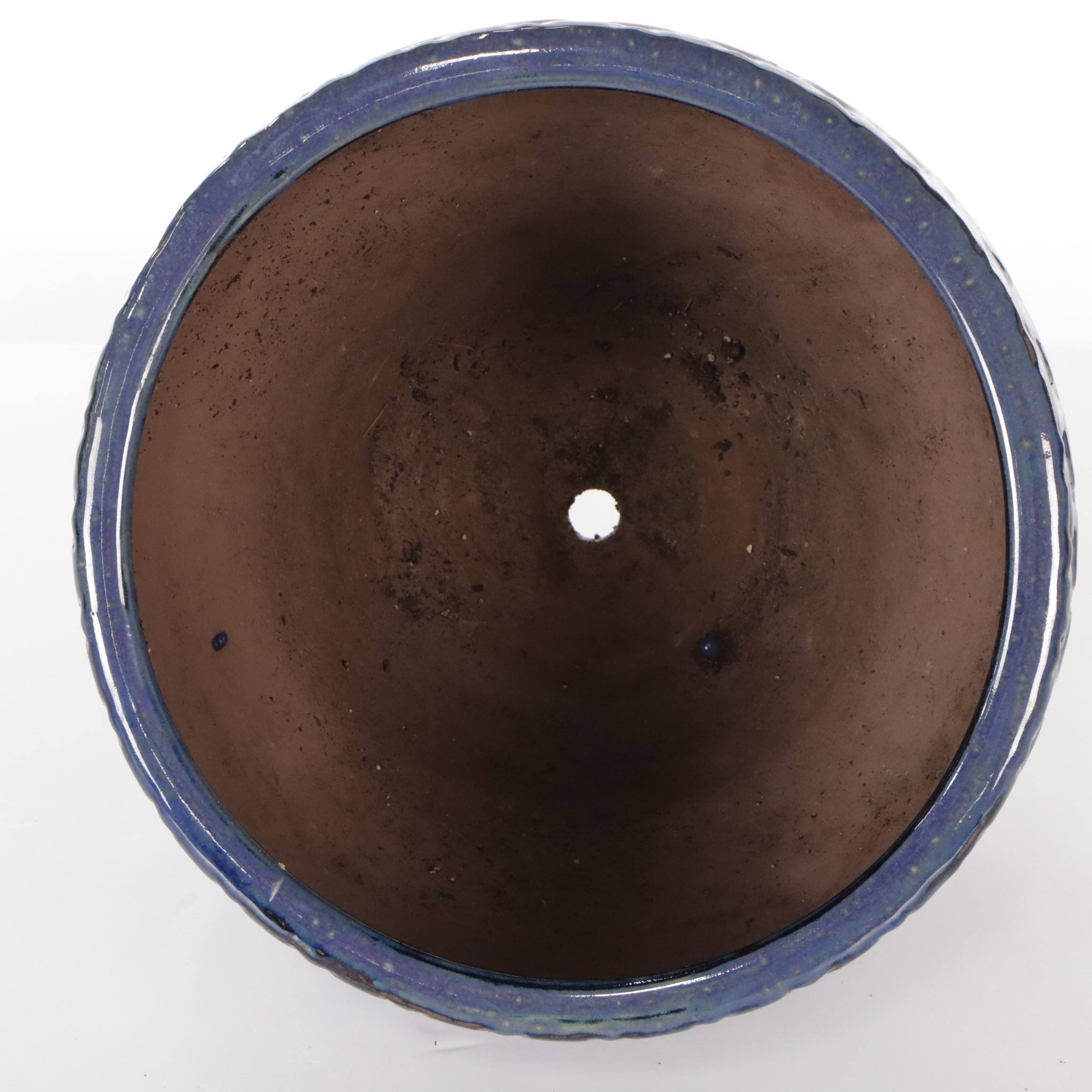 Contemporary Blue Glazed Ceramic Garden Planters