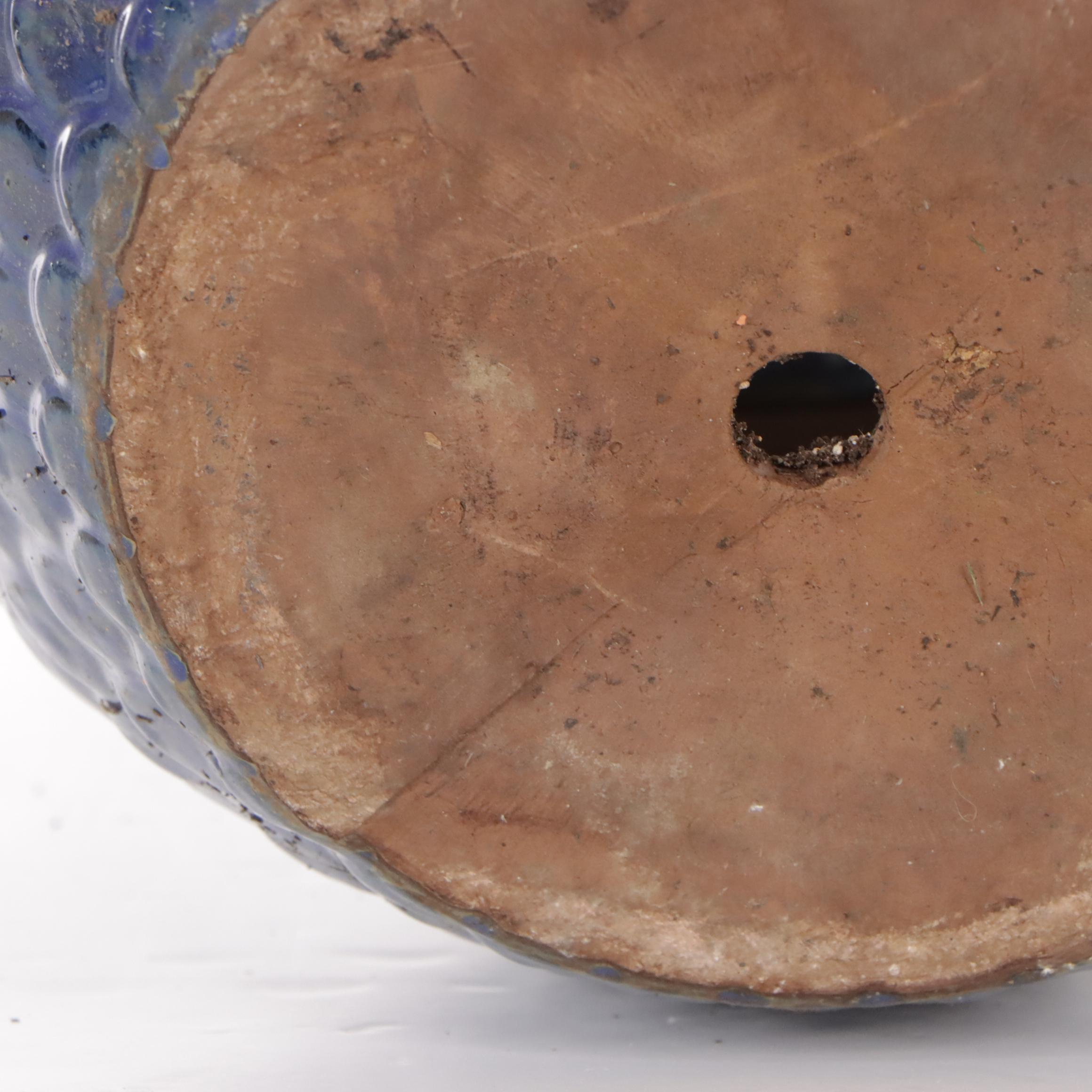 Contemporary Blue Glazed Ceramic Garden Planters