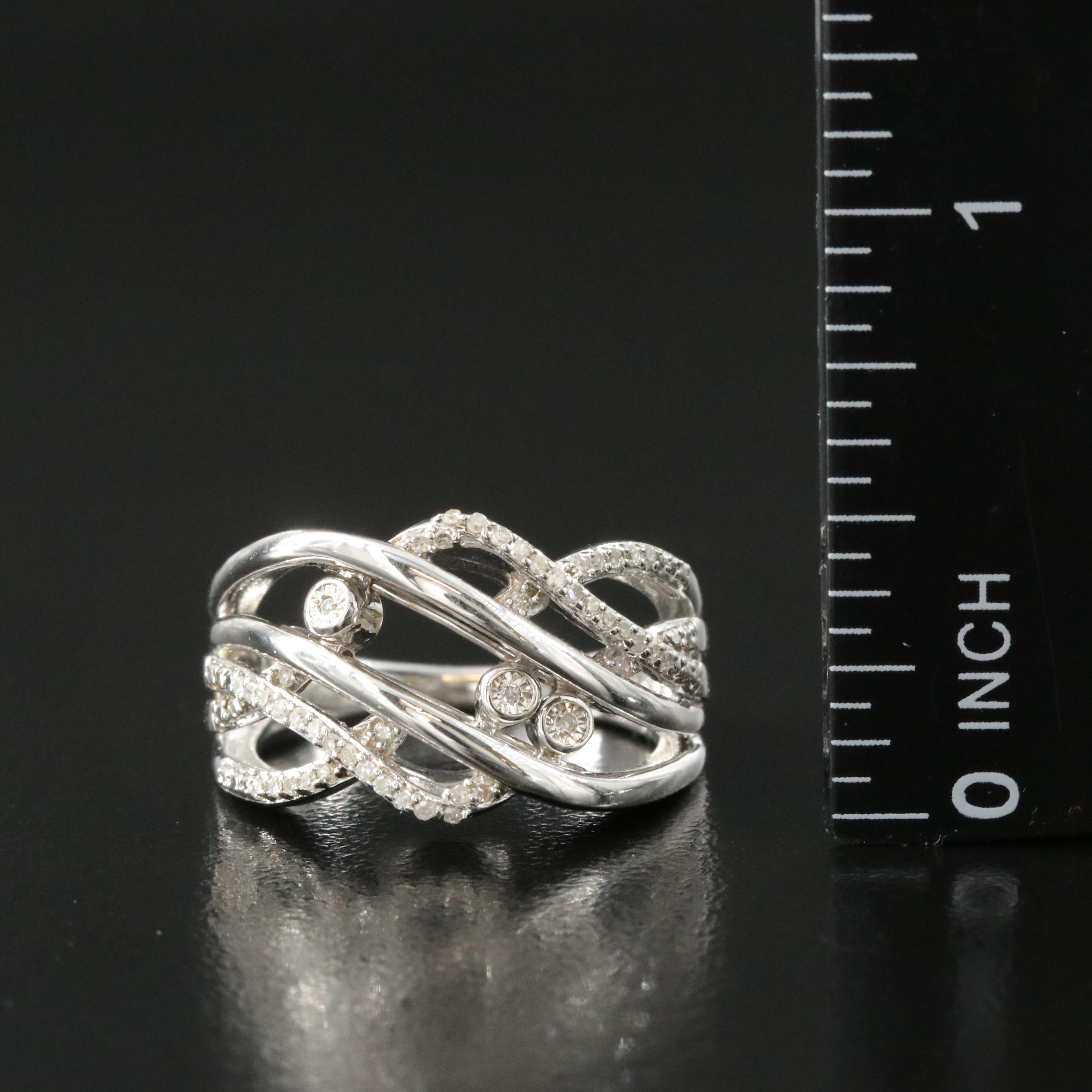 Sterling Diamond Crossover Ring