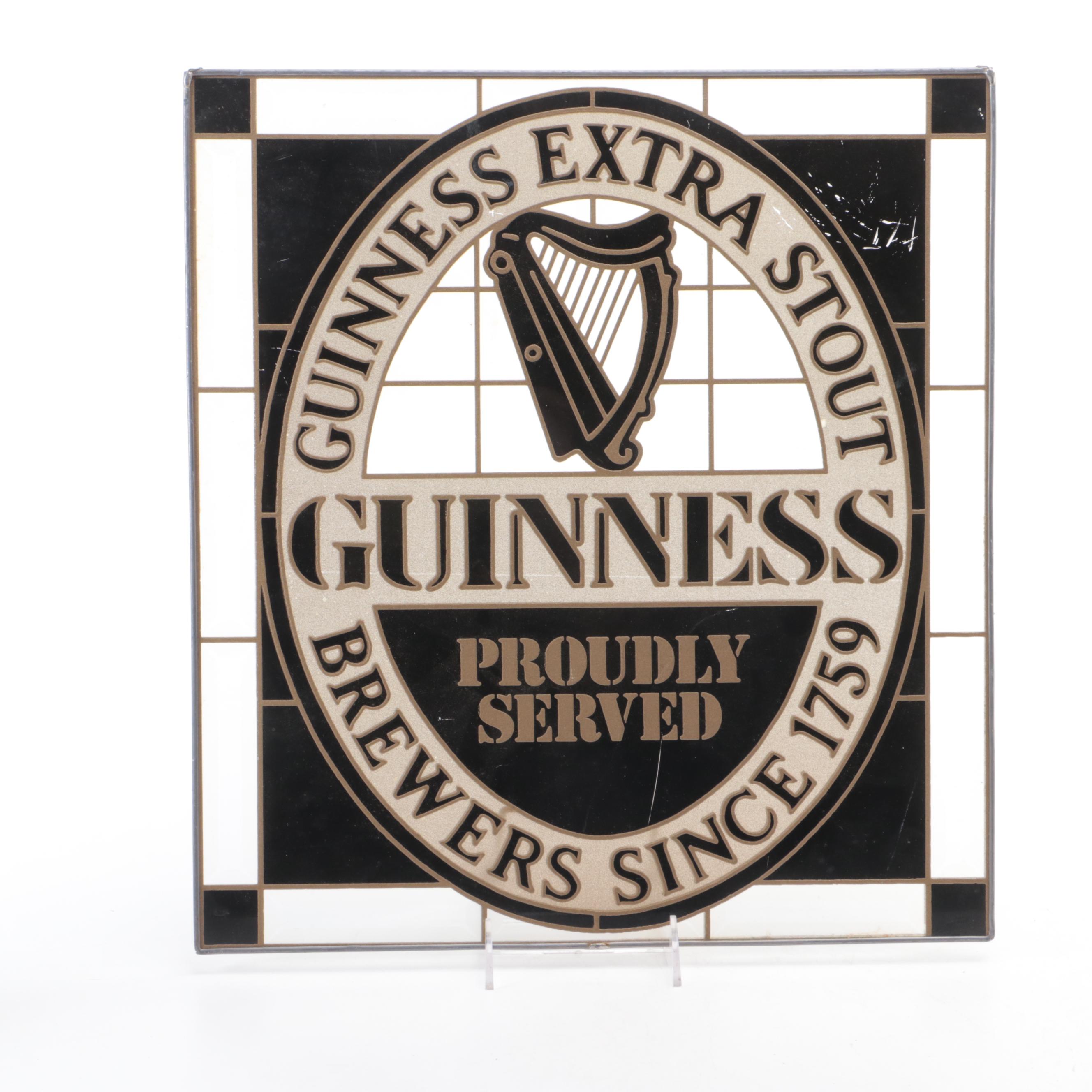 Harp and Guinness Advertising Glass Beer Signs