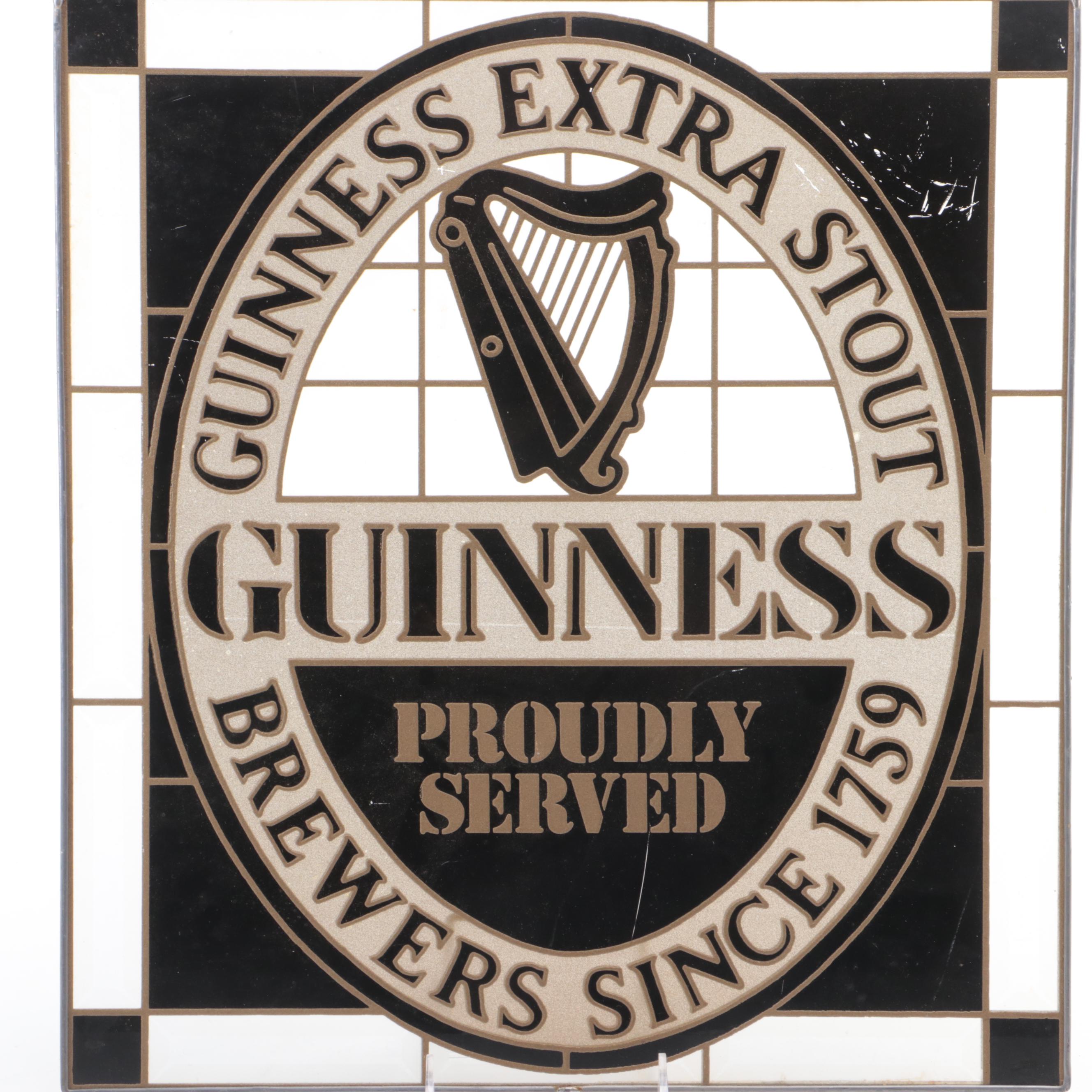 Harp and Guinness Advertising Glass Beer Signs