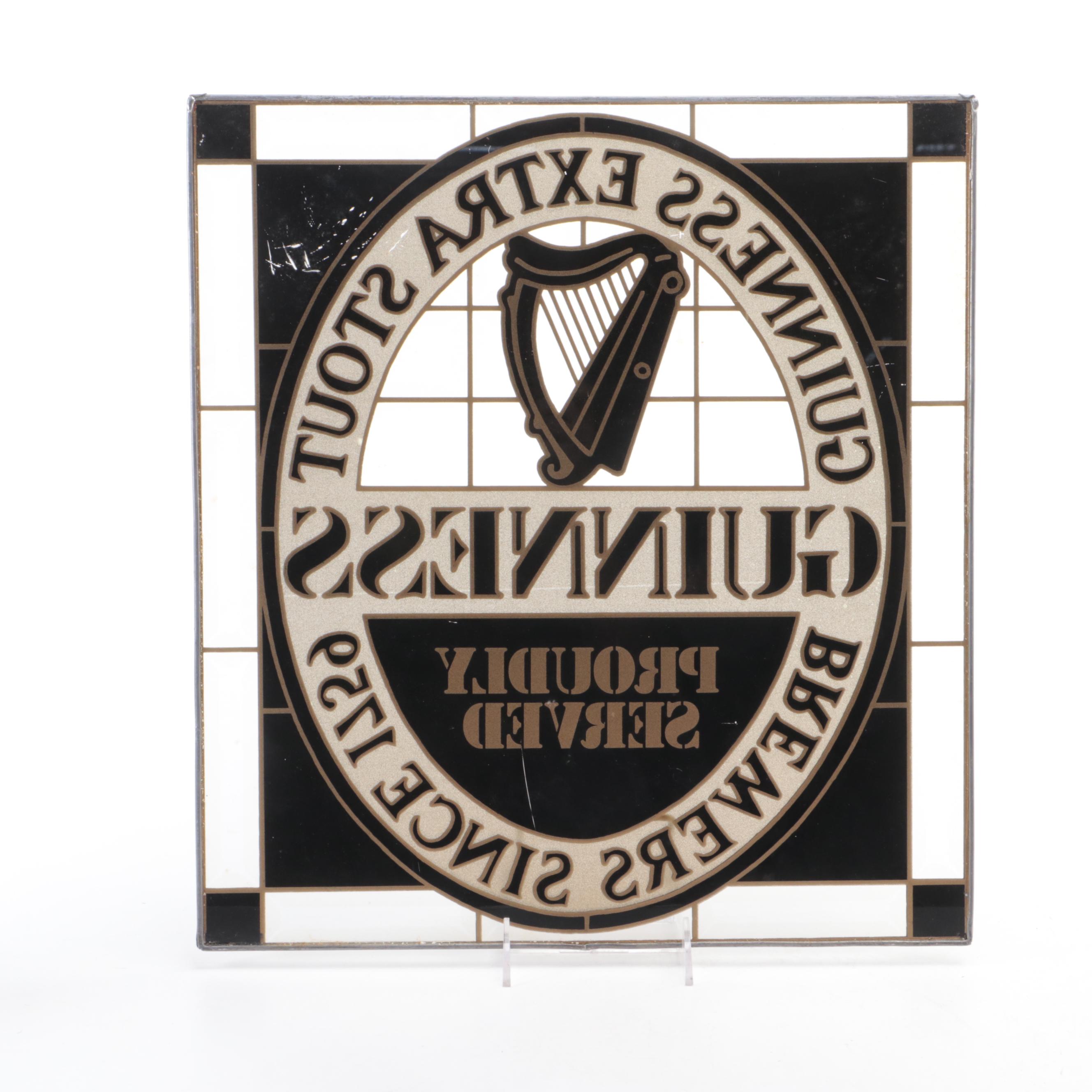 Harp and Guinness Advertising Glass Beer Signs