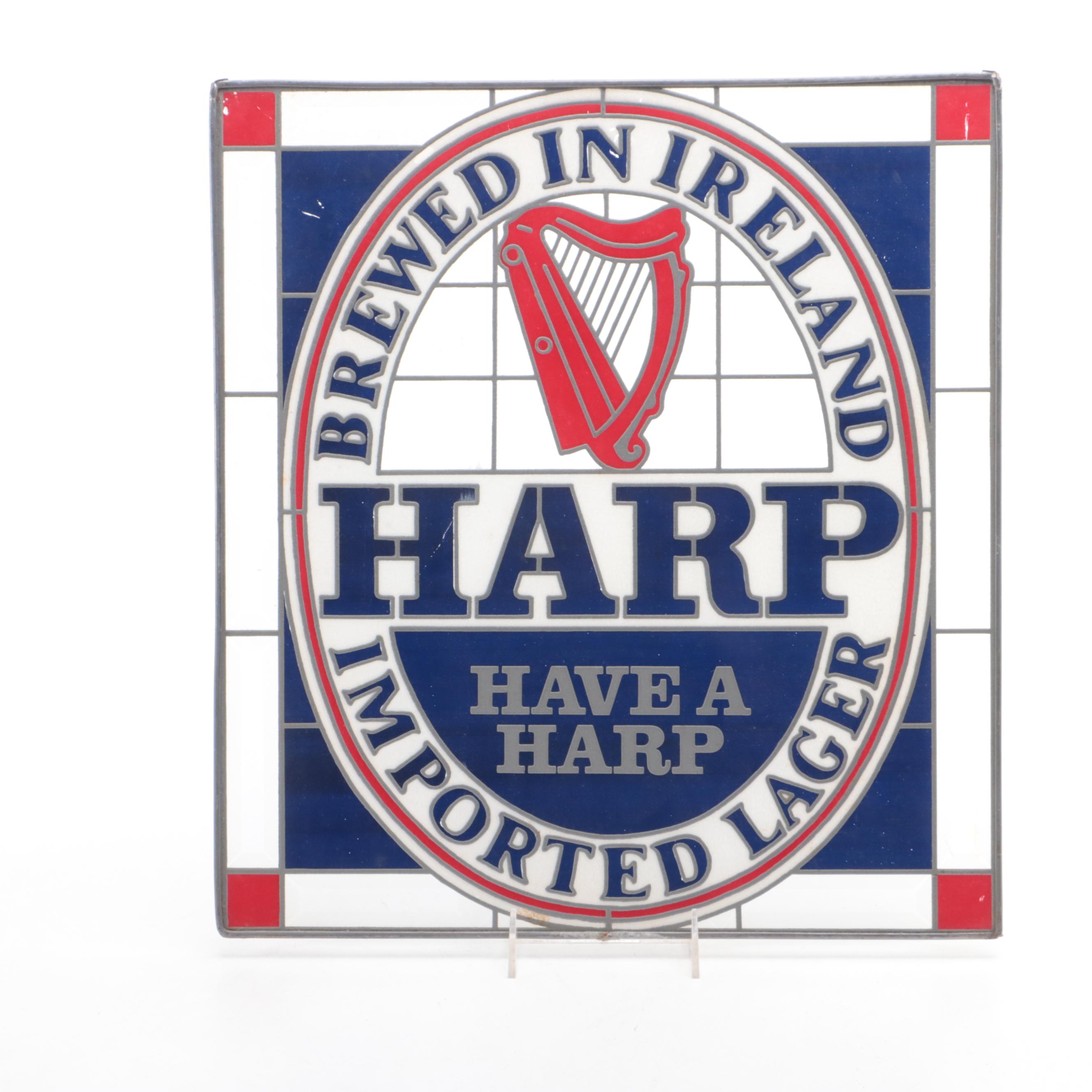 Harp and Guinness Advertising Glass Beer Signs