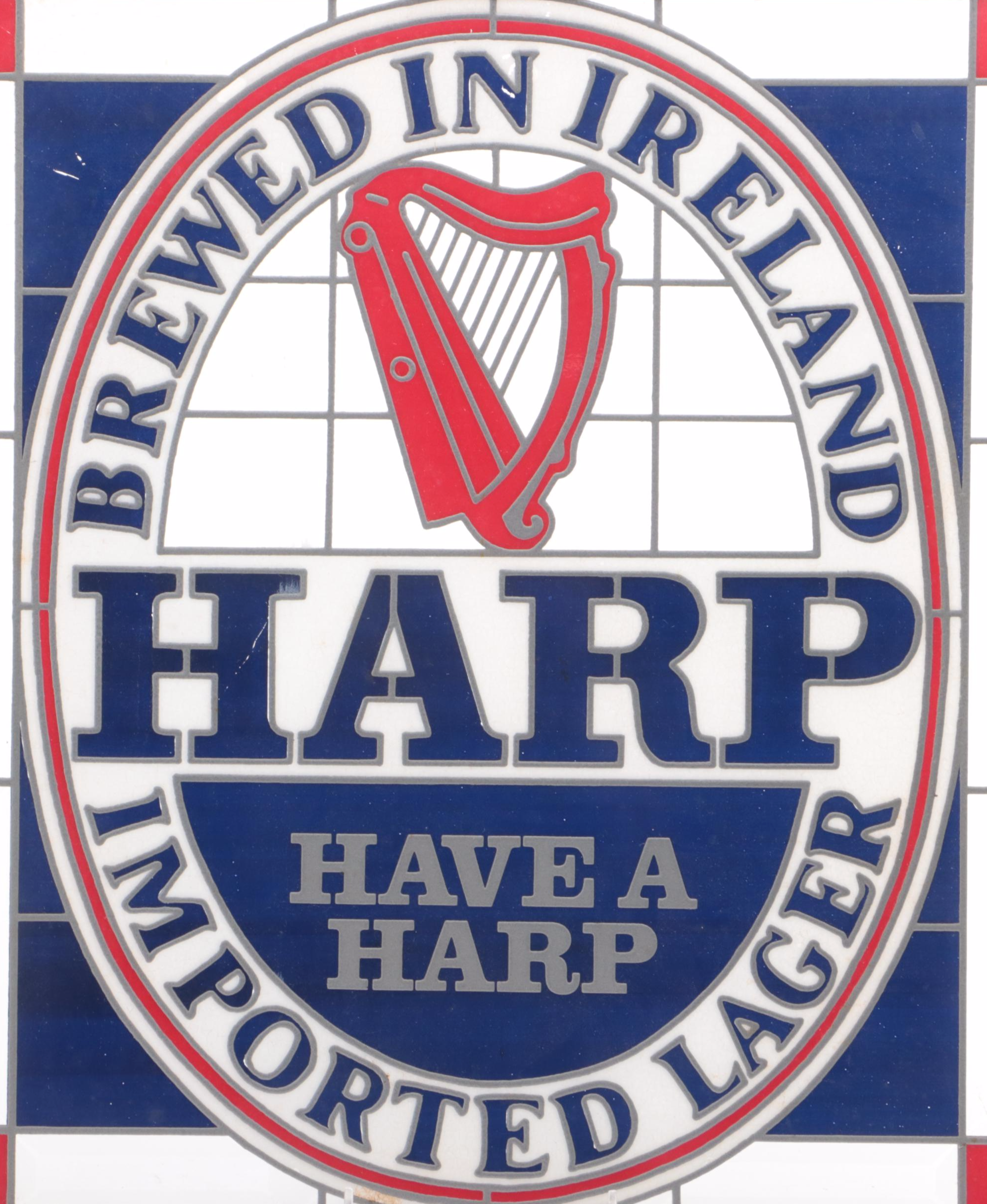 Harp and Guinness Advertising Glass Beer Signs
