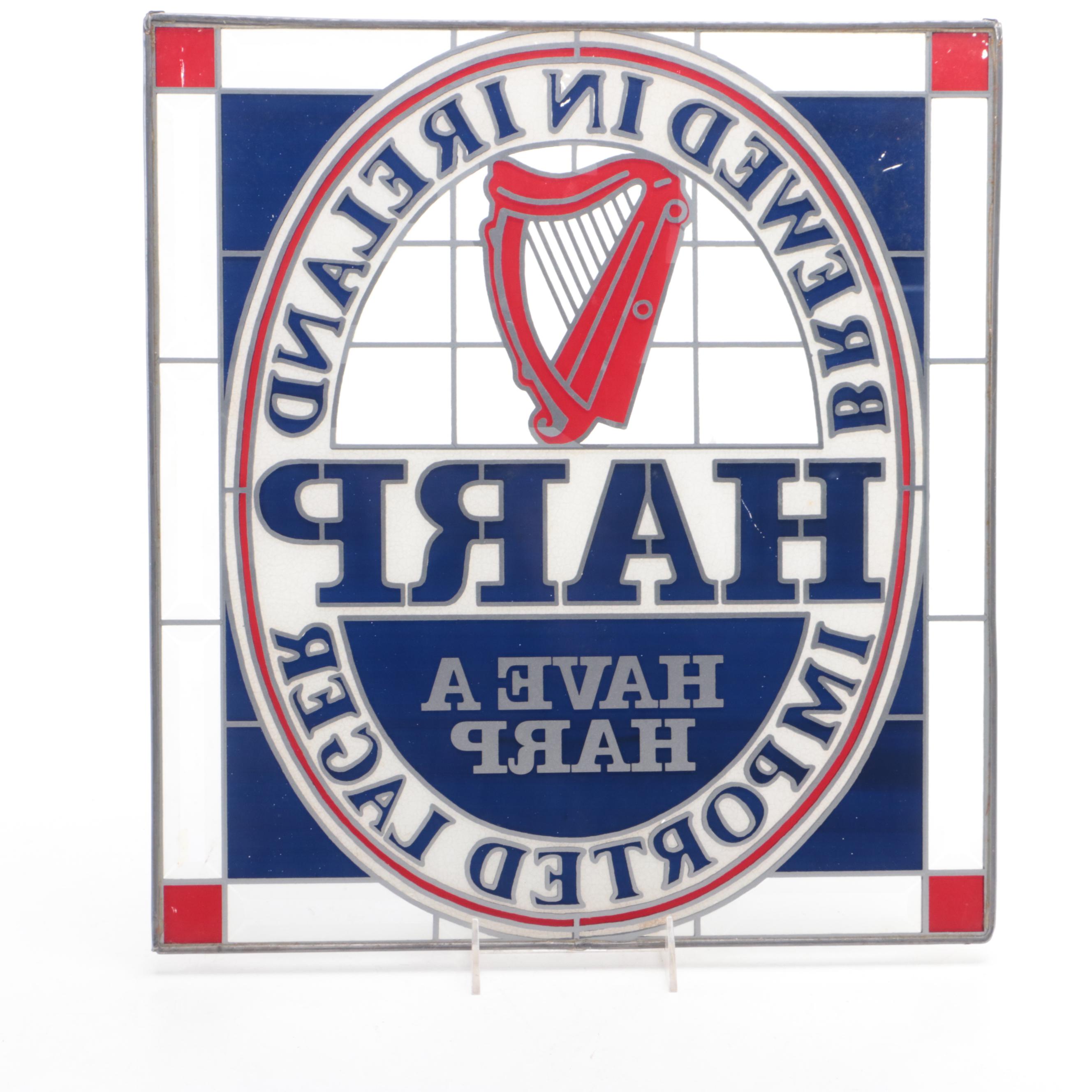 Harp and Guinness Advertising Glass Beer Signs