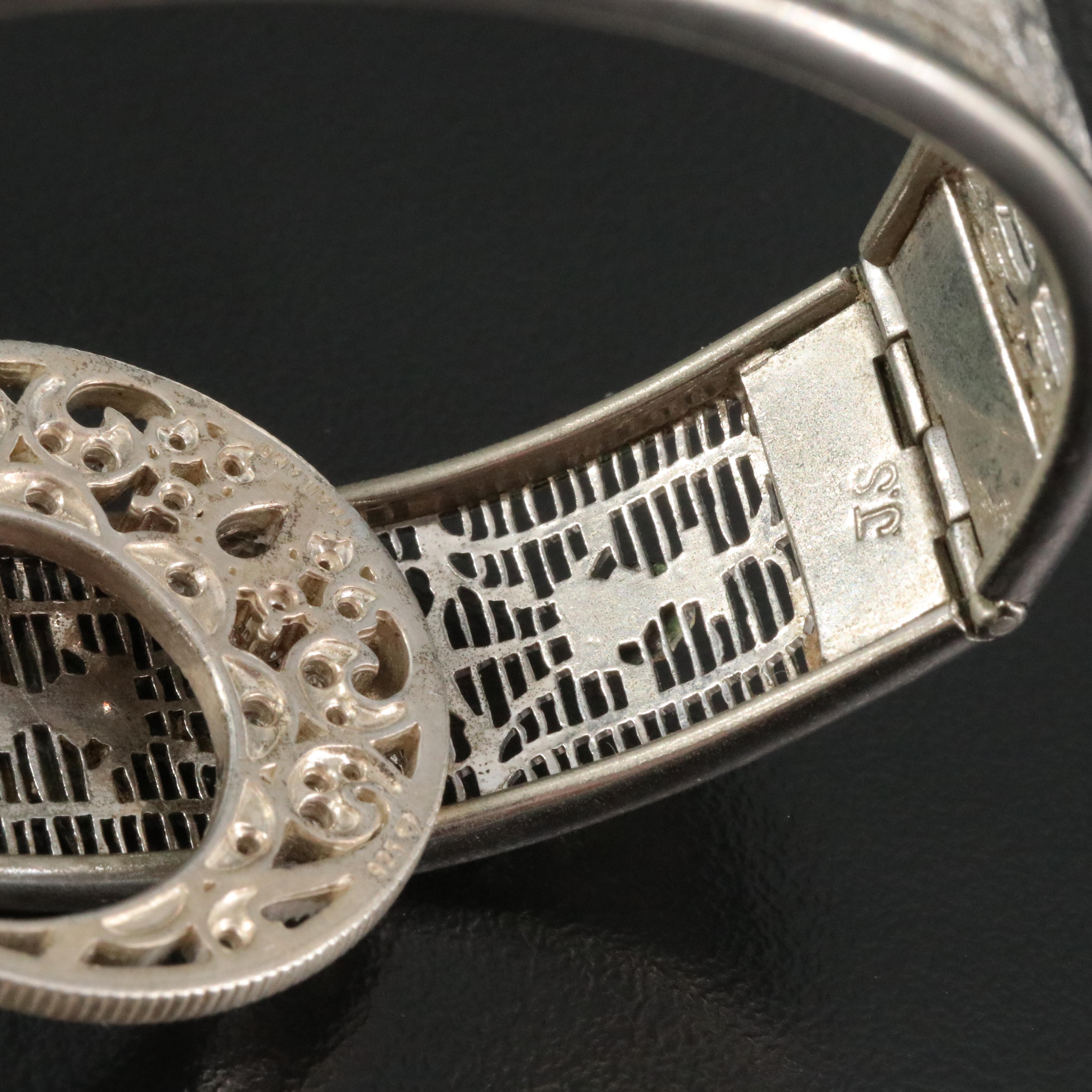 Sterling Earring and Necklace Set with Hinged Bangle