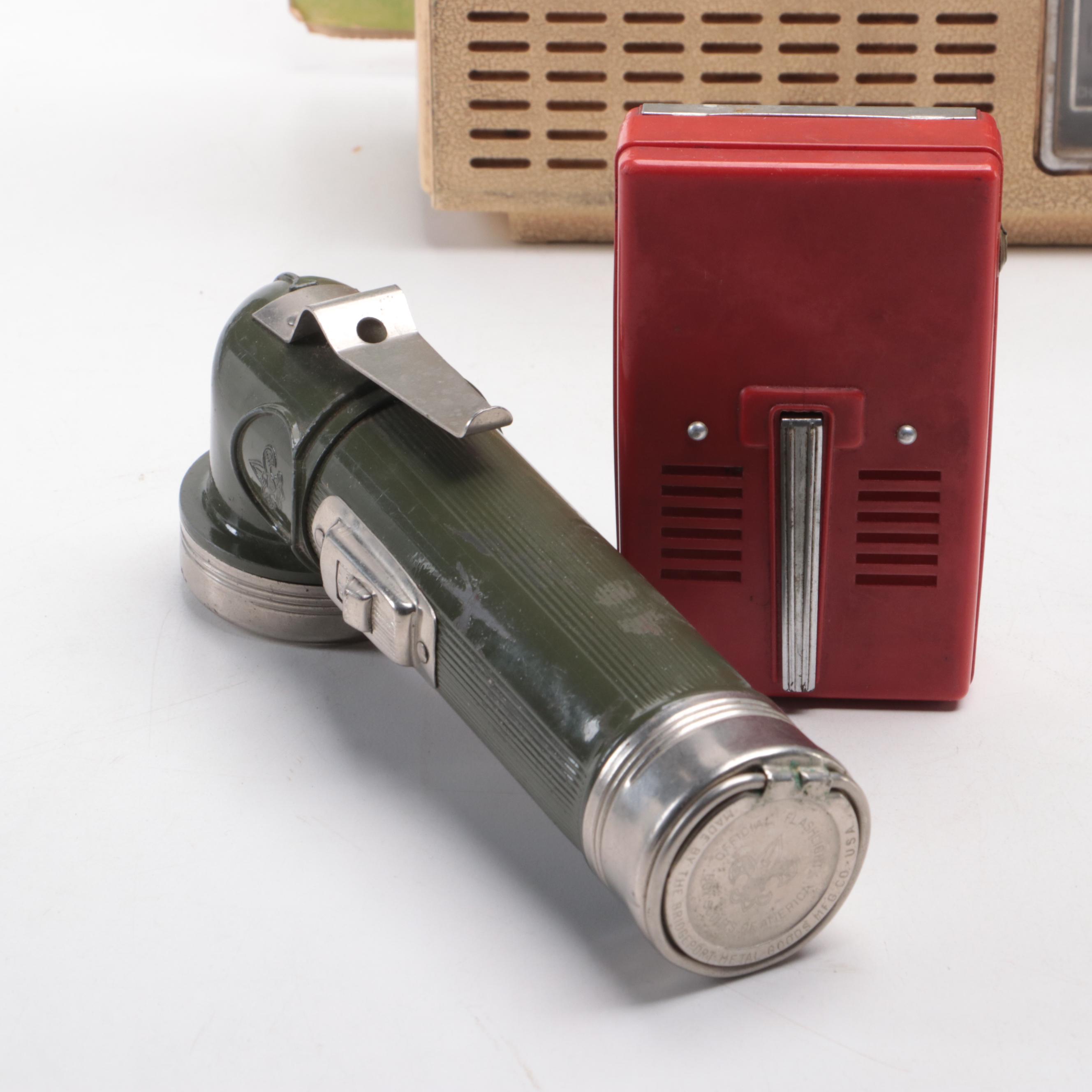 GE Transistor Radio, Flashlight, Lighter, Alabaster Egg, More
