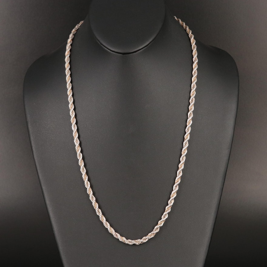Tiffany & Co. Sterling & 18K Twisted Rope Chain Necklace and Bracelet ...