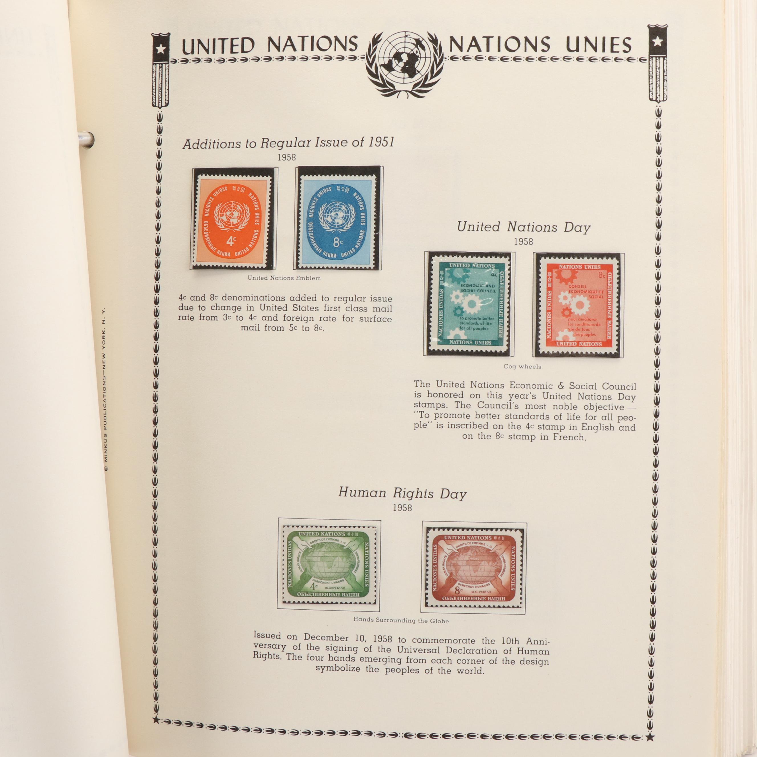 Extensive United Nations Postage Stamp Album