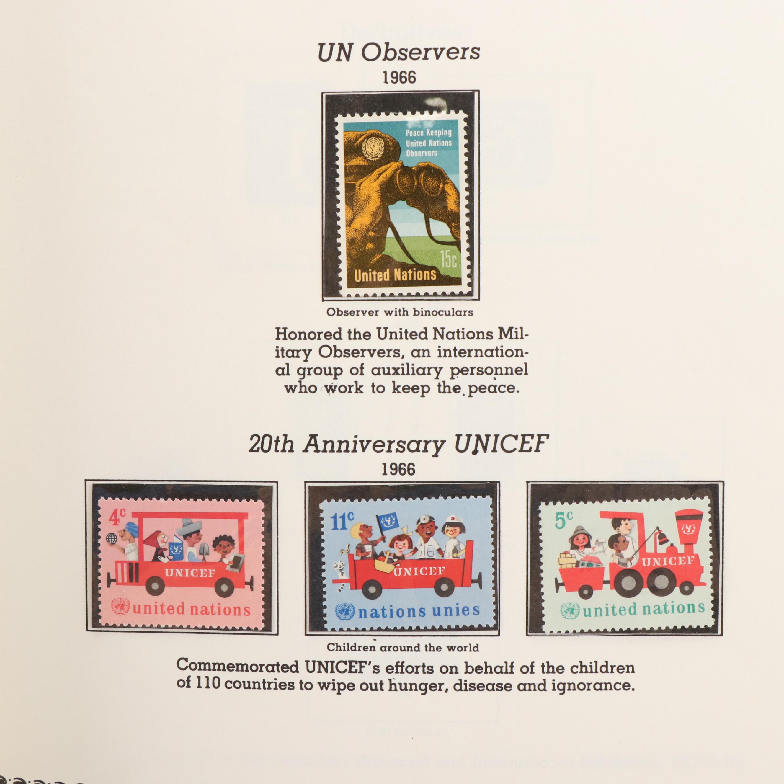 Extensive United Nations Postage Stamp Album