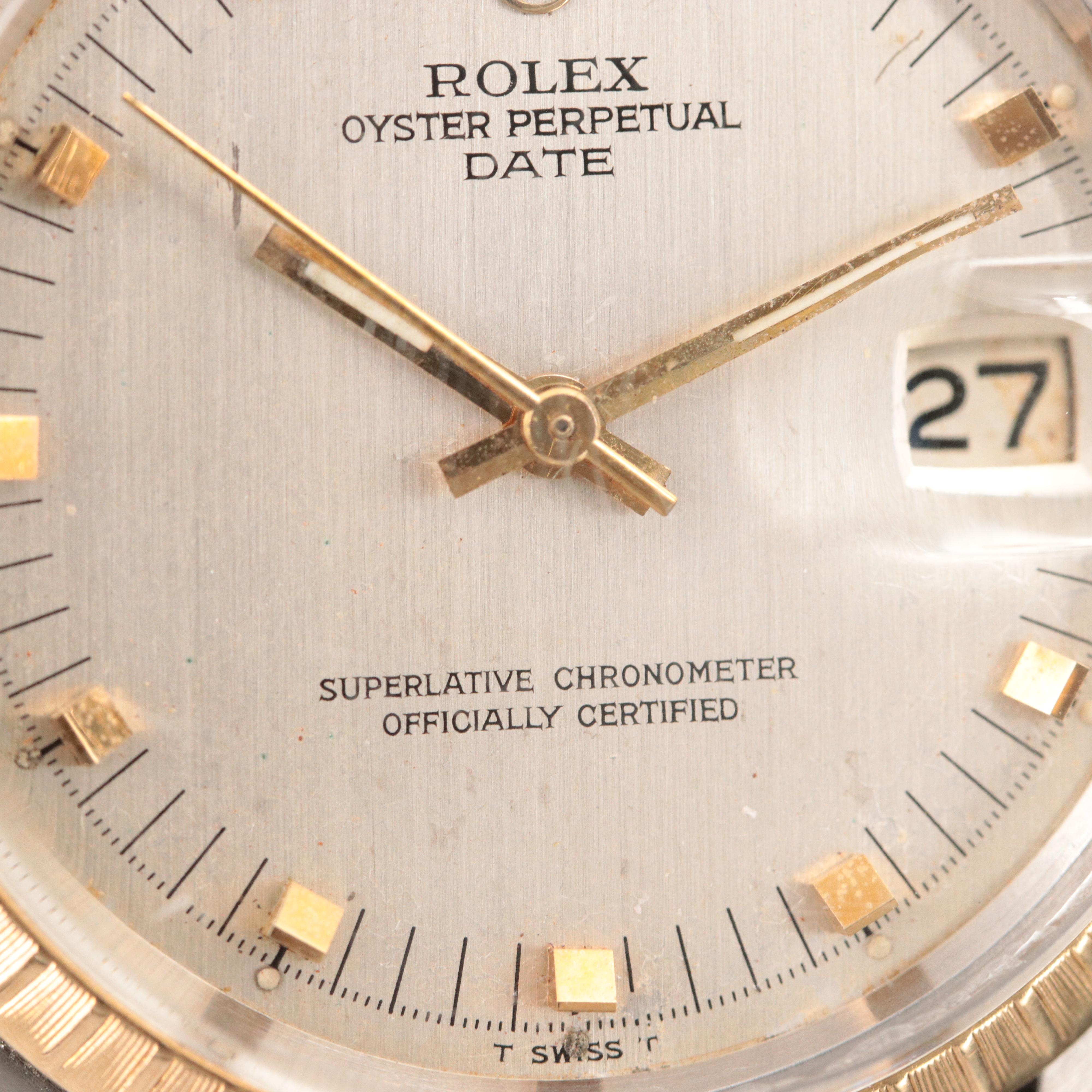 1972 Rolex Oyster Perpetual Date 18K Gold Steel 34MM Watch