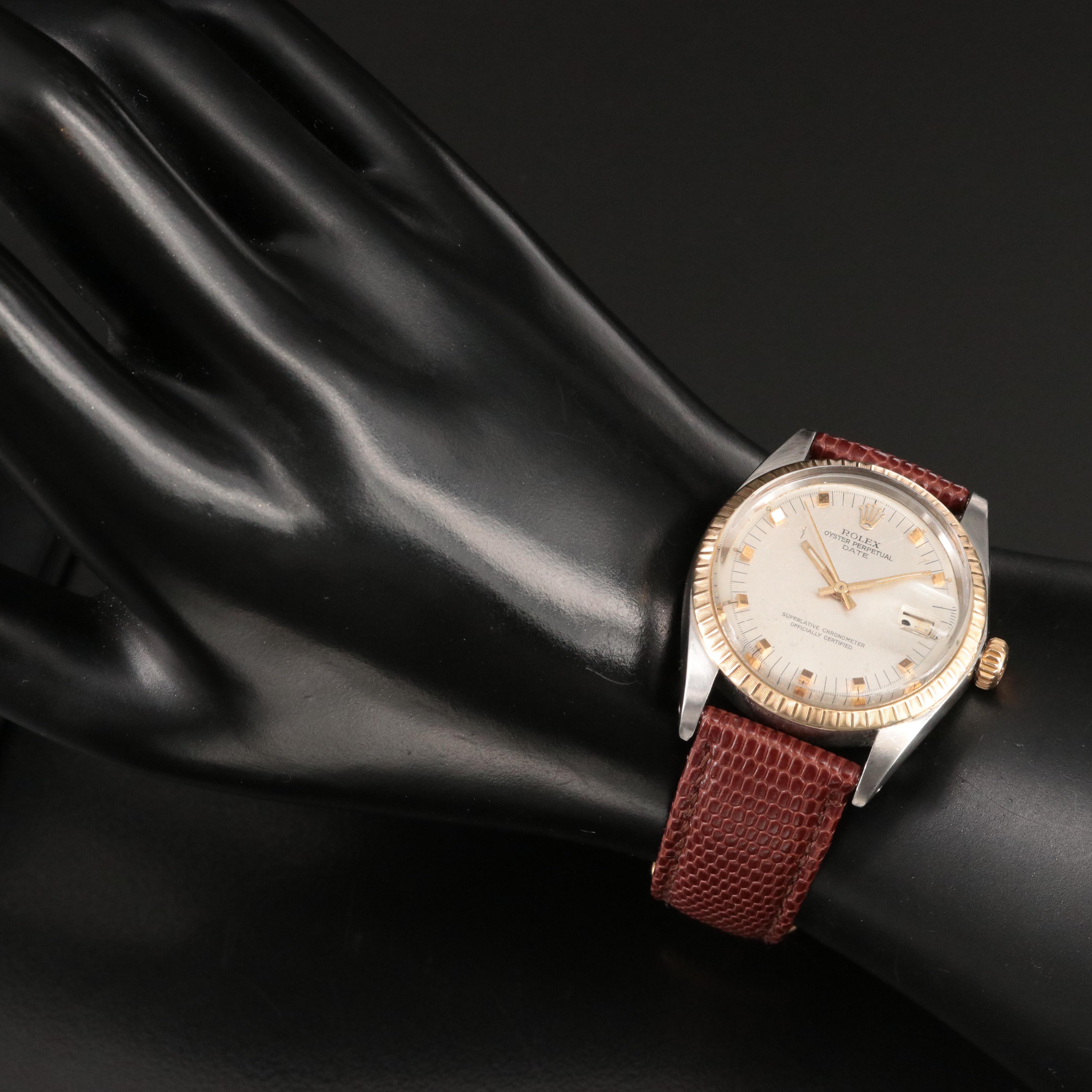 1972 Rolex Oyster Perpetual Date 18K Gold Steel 34MM Watch