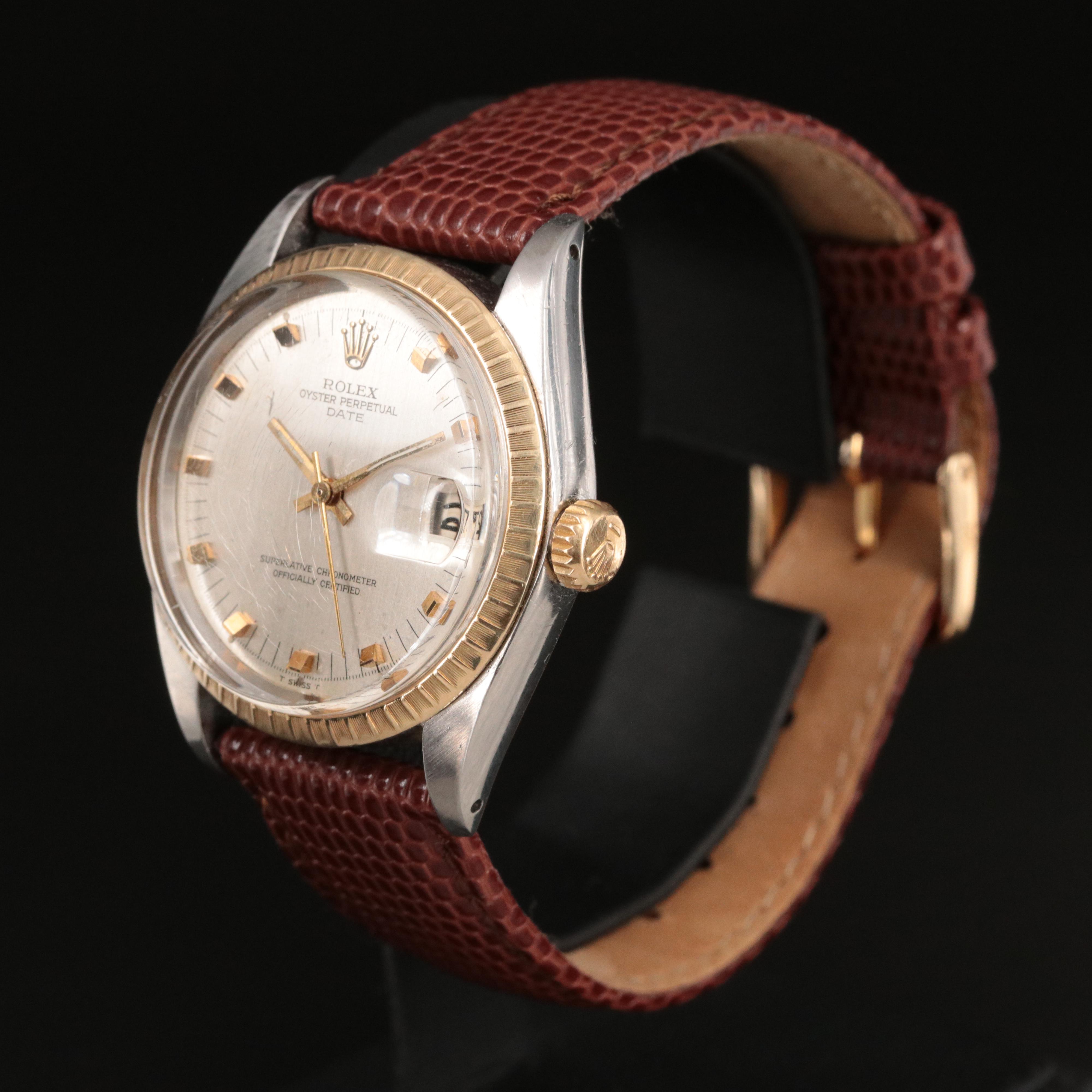 1972 Rolex Oyster Perpetual Date 18K Gold Steel 34MM Watch