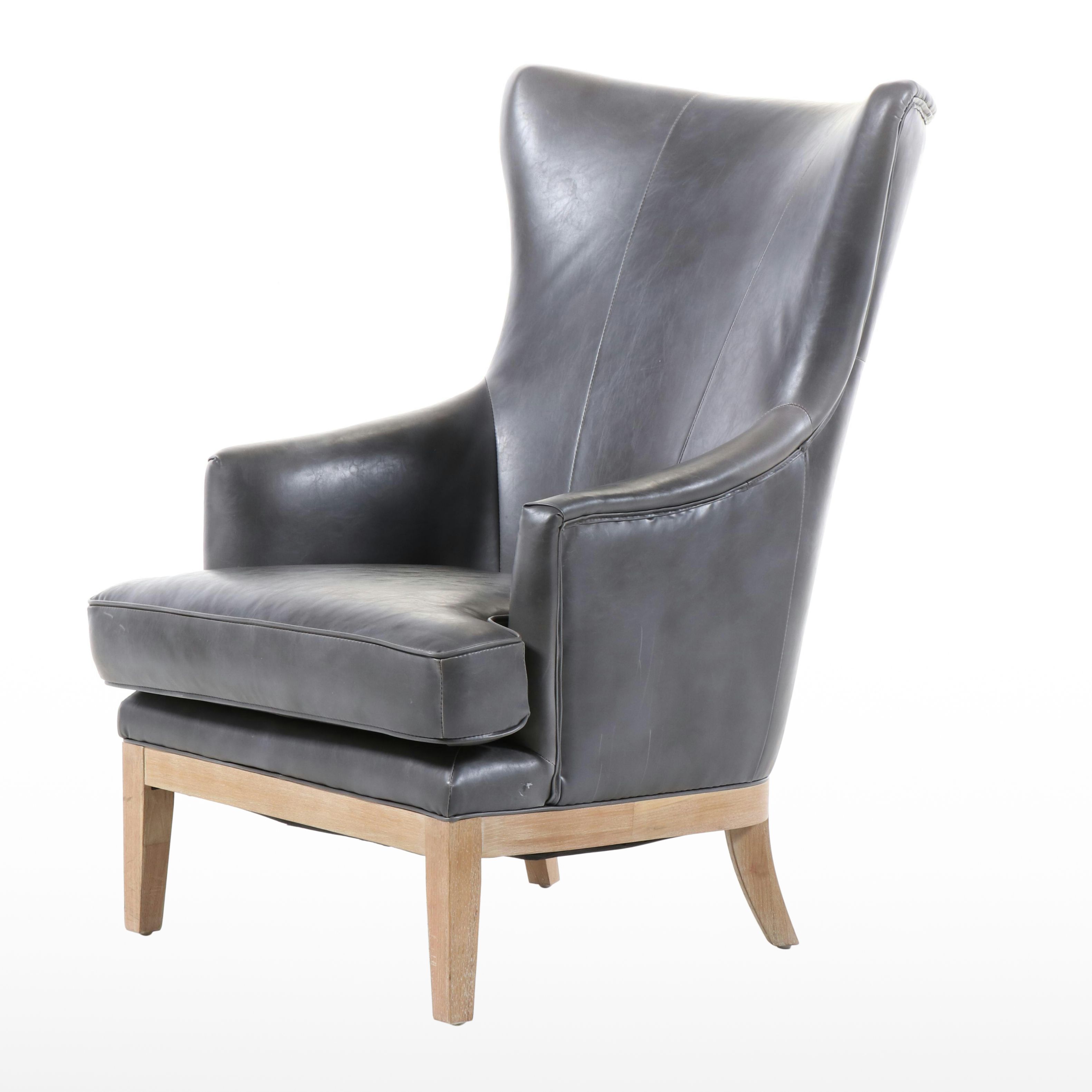 Jason Furniture Co. Ash and FauxLeather DemiWing Armchair EBTH
