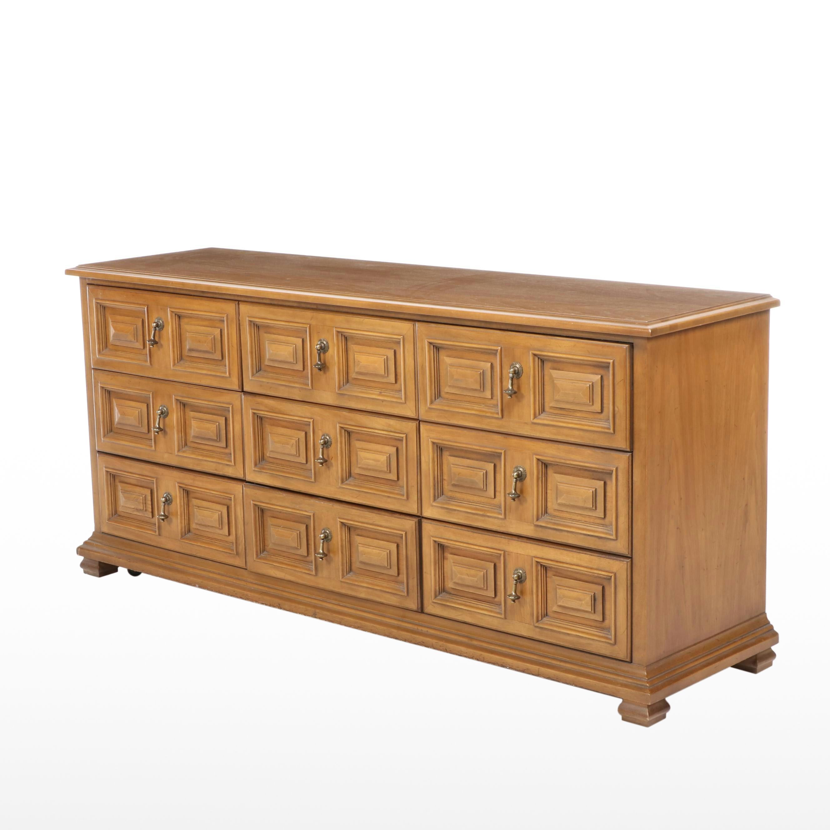 Drexel "Esperanto" Mediterranean Style Pecan Nine-Drawer Chest, Mid-20th Century