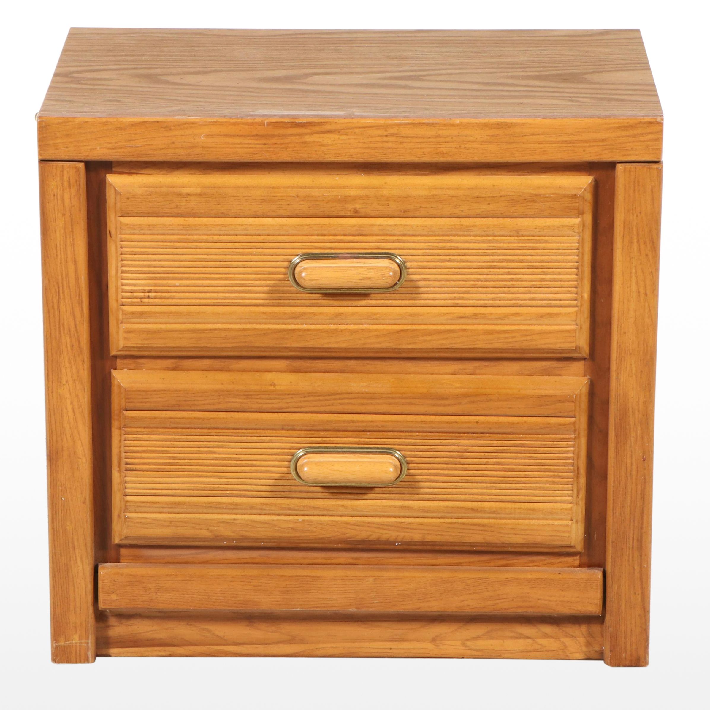 Art Deco Style Oak Two Drawer Side Table