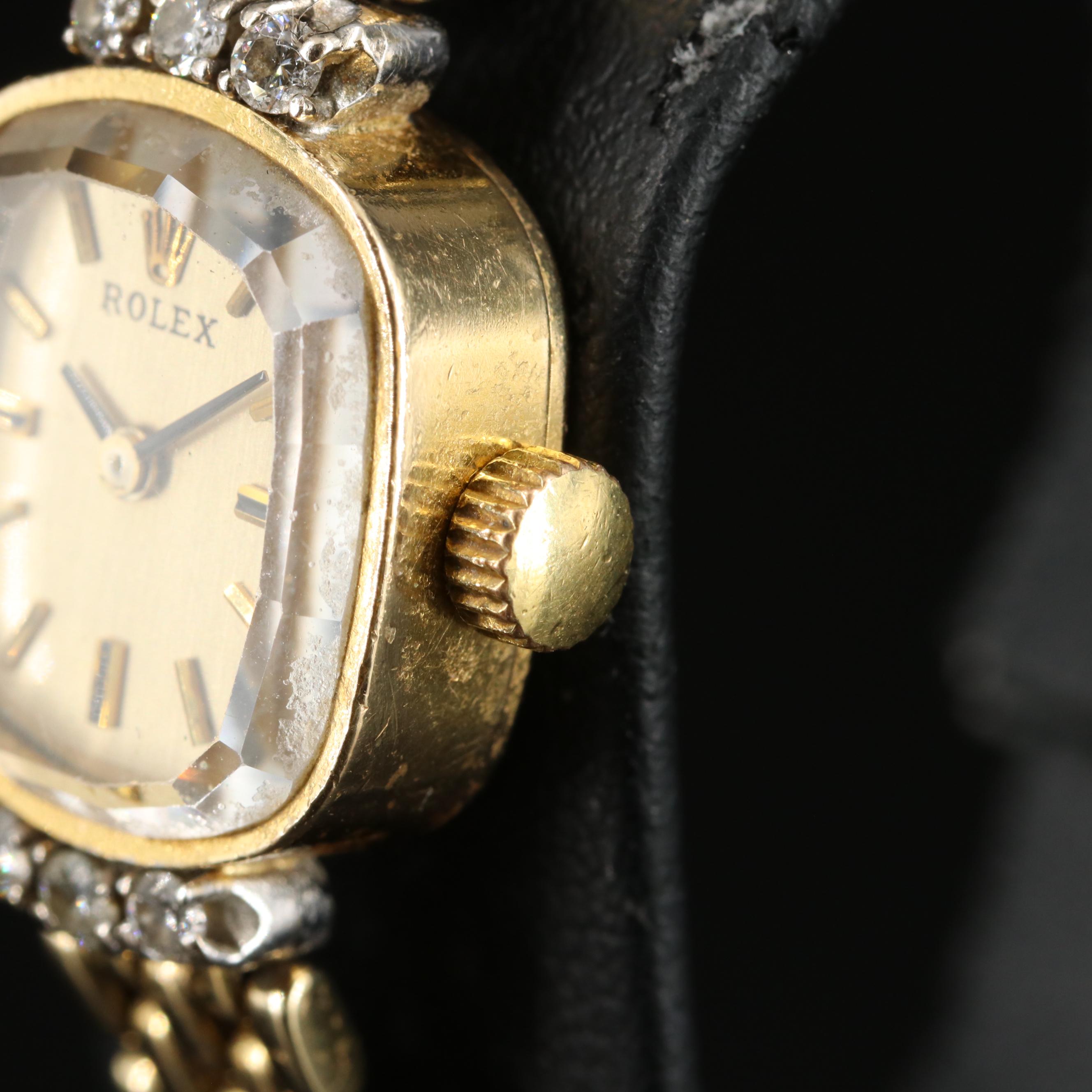 1960s Rolex 14K Diamond Watch