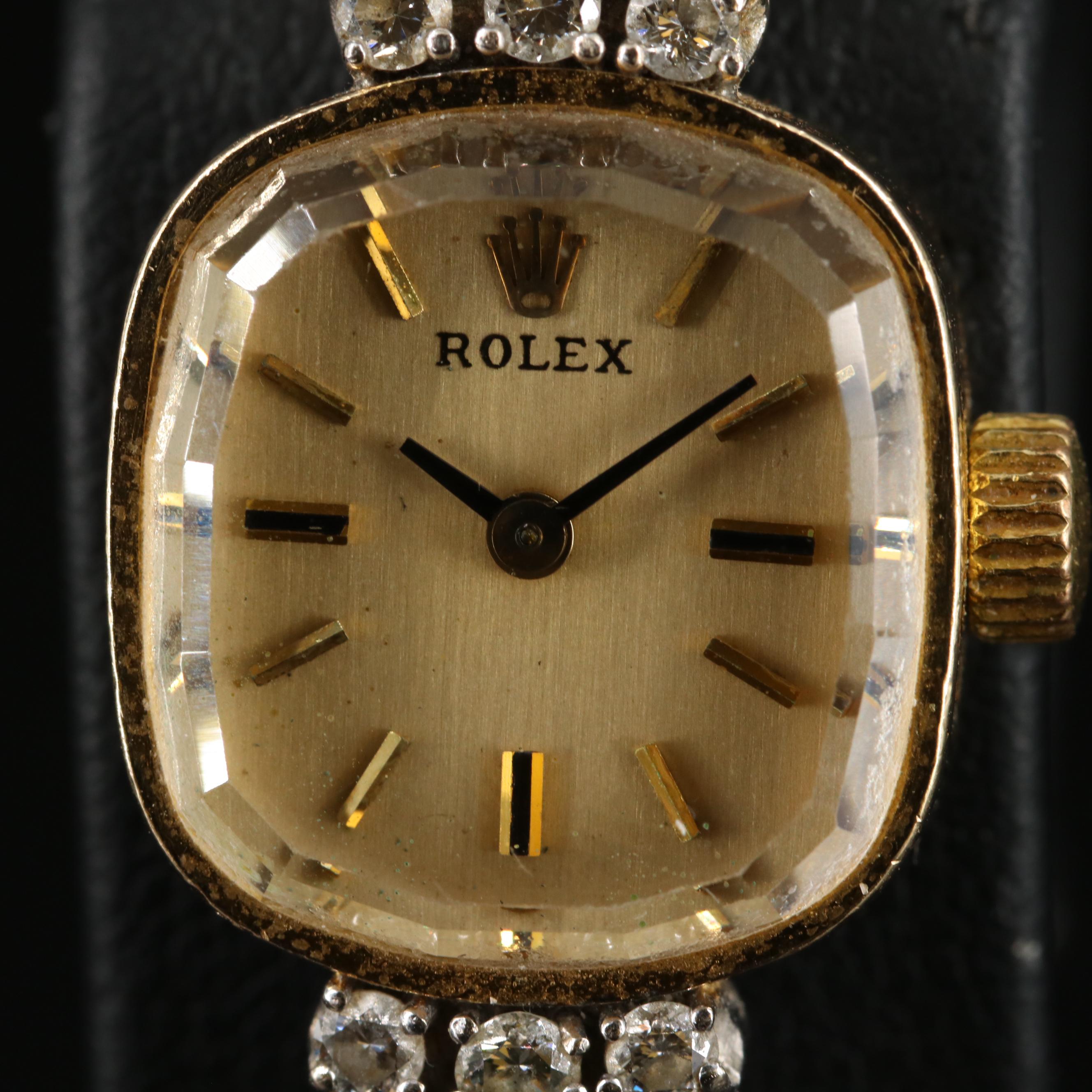 1960s Rolex 14K Diamond Watch
