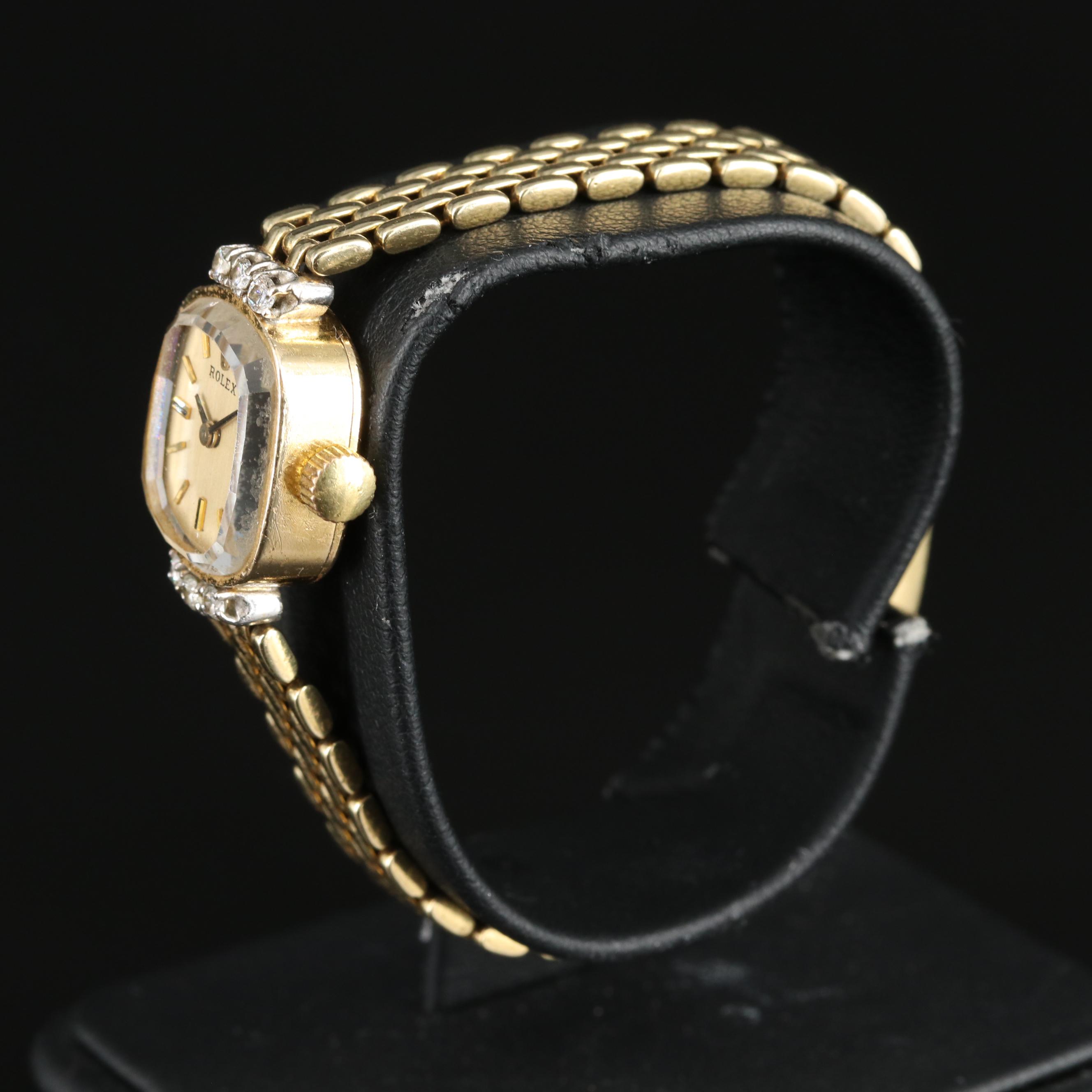 1960s Rolex 14K Diamond Watch