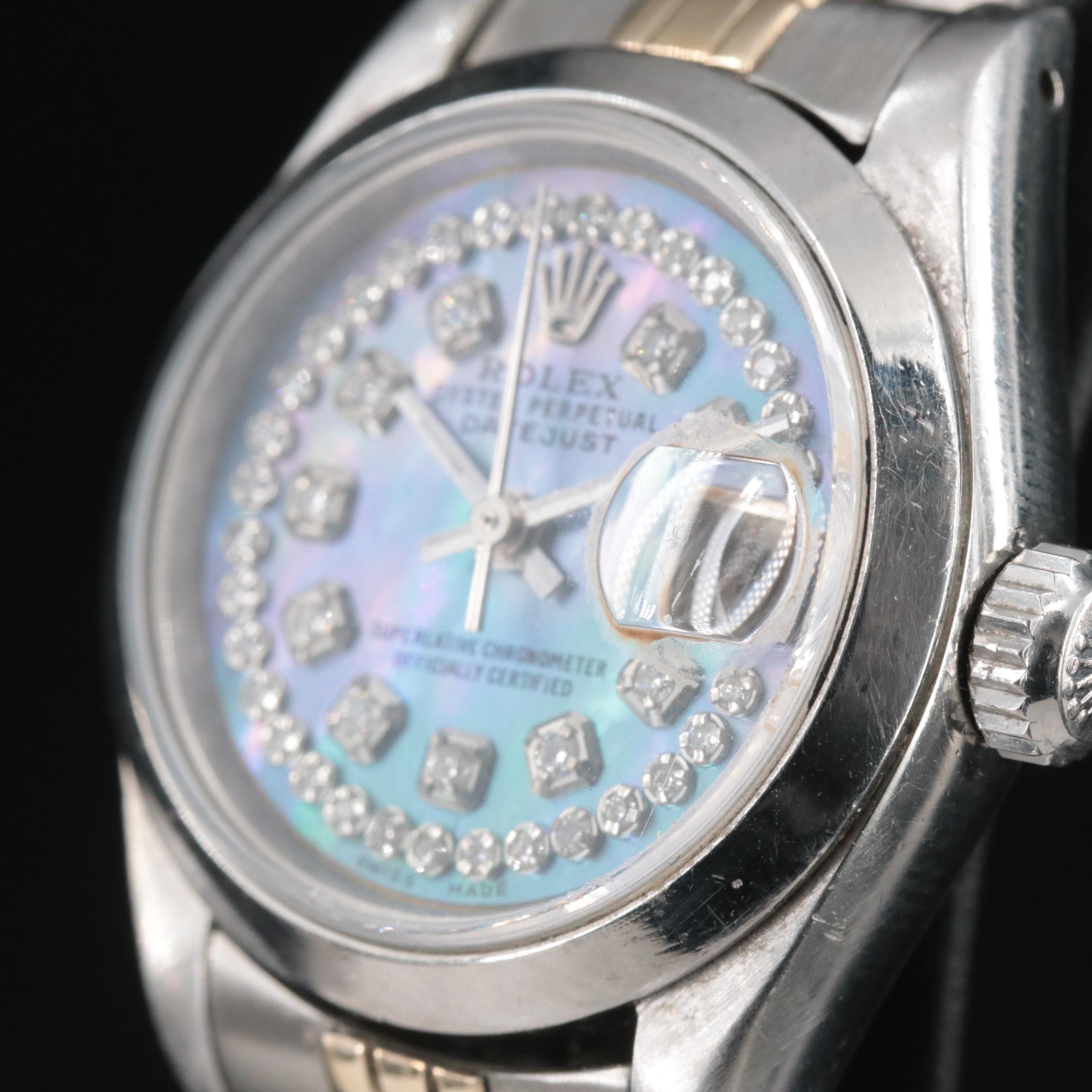 1989 Rolex Custom Diamond Mother-of-Pearl Dial Datejust Watch