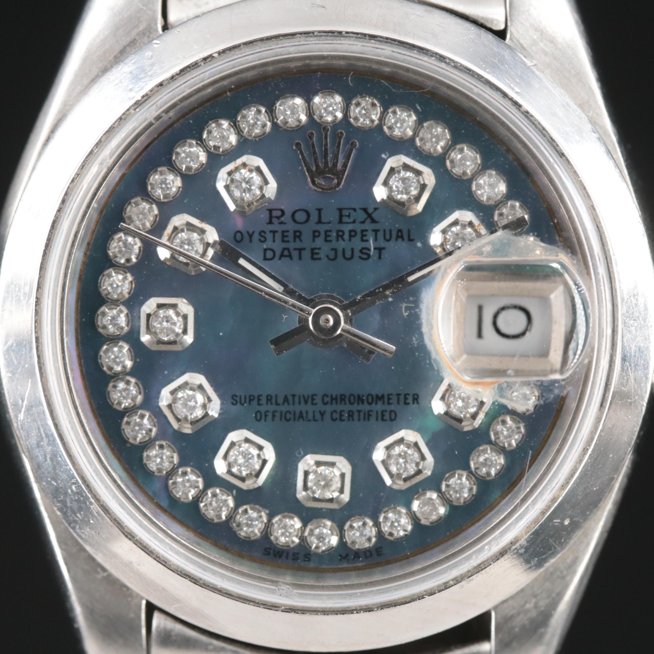 1989 Rolex Custom Diamond Mother-of-Pearl Dial Datejust Watch