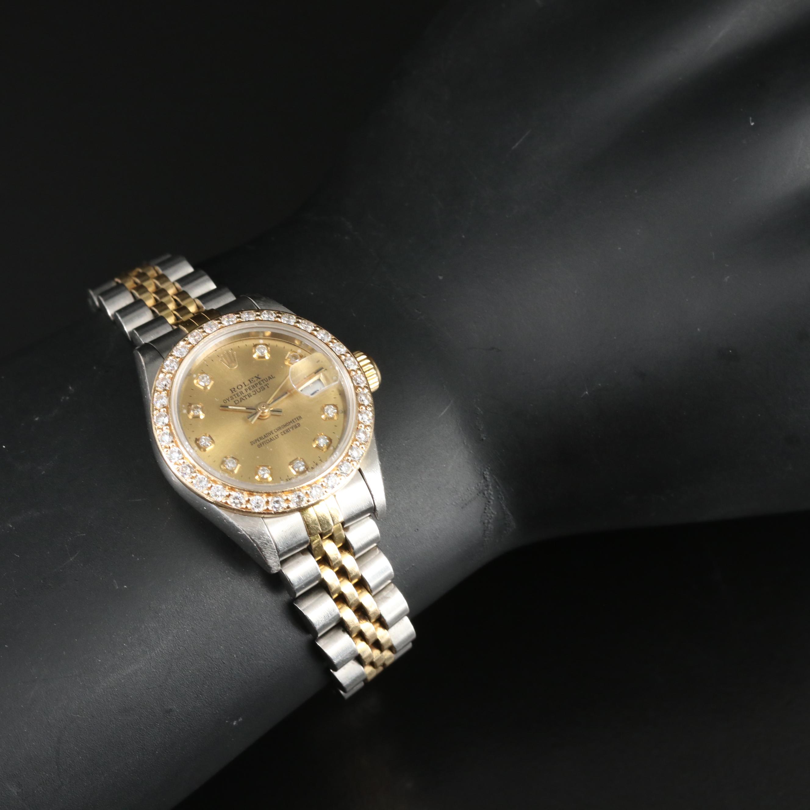 1995 Rolex Custom 1.01 CTW Diamond Dial and Bezel Datejust Watch