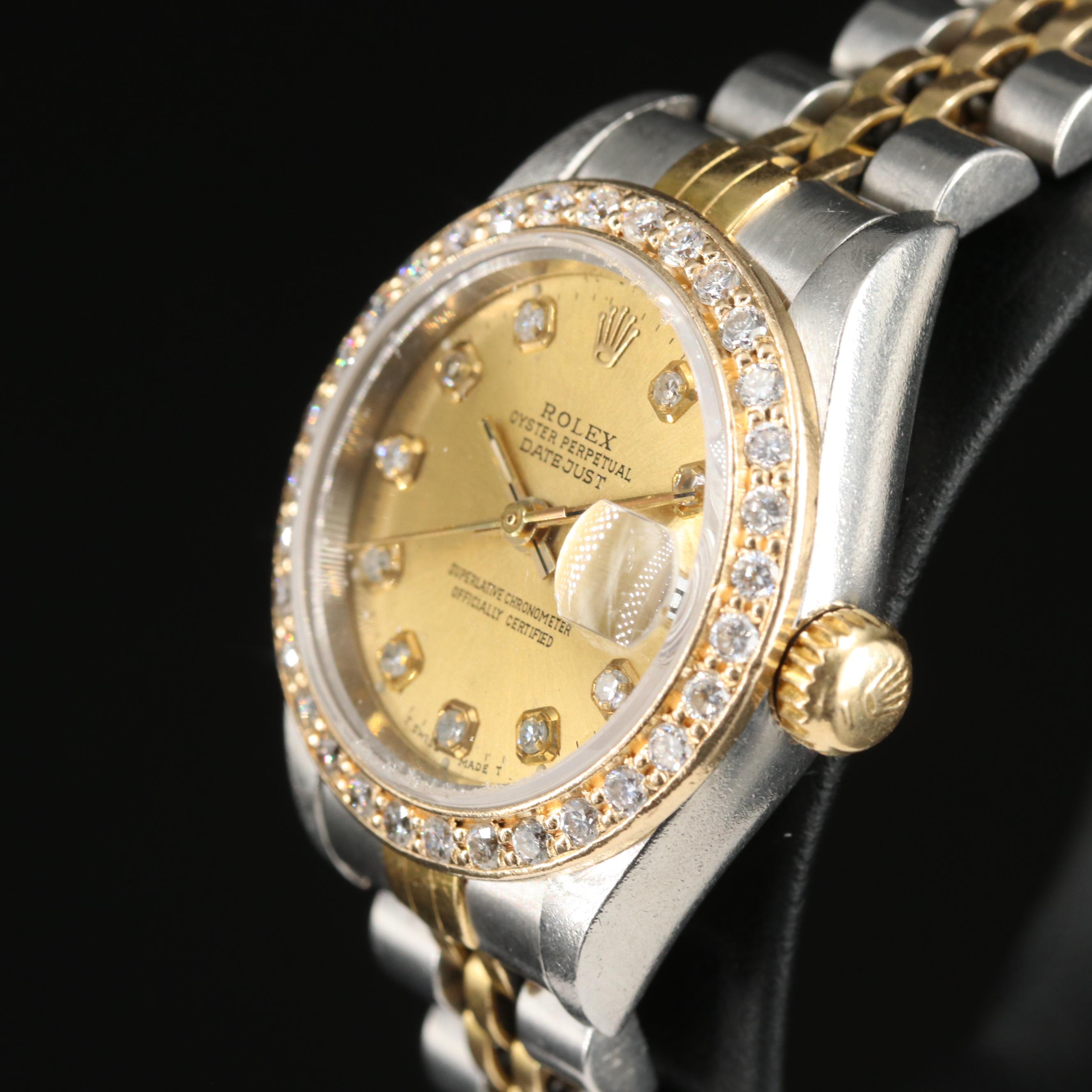 1995 Rolex Custom 1.01 CTW Diamond Dial and Bezel Datejust Watch