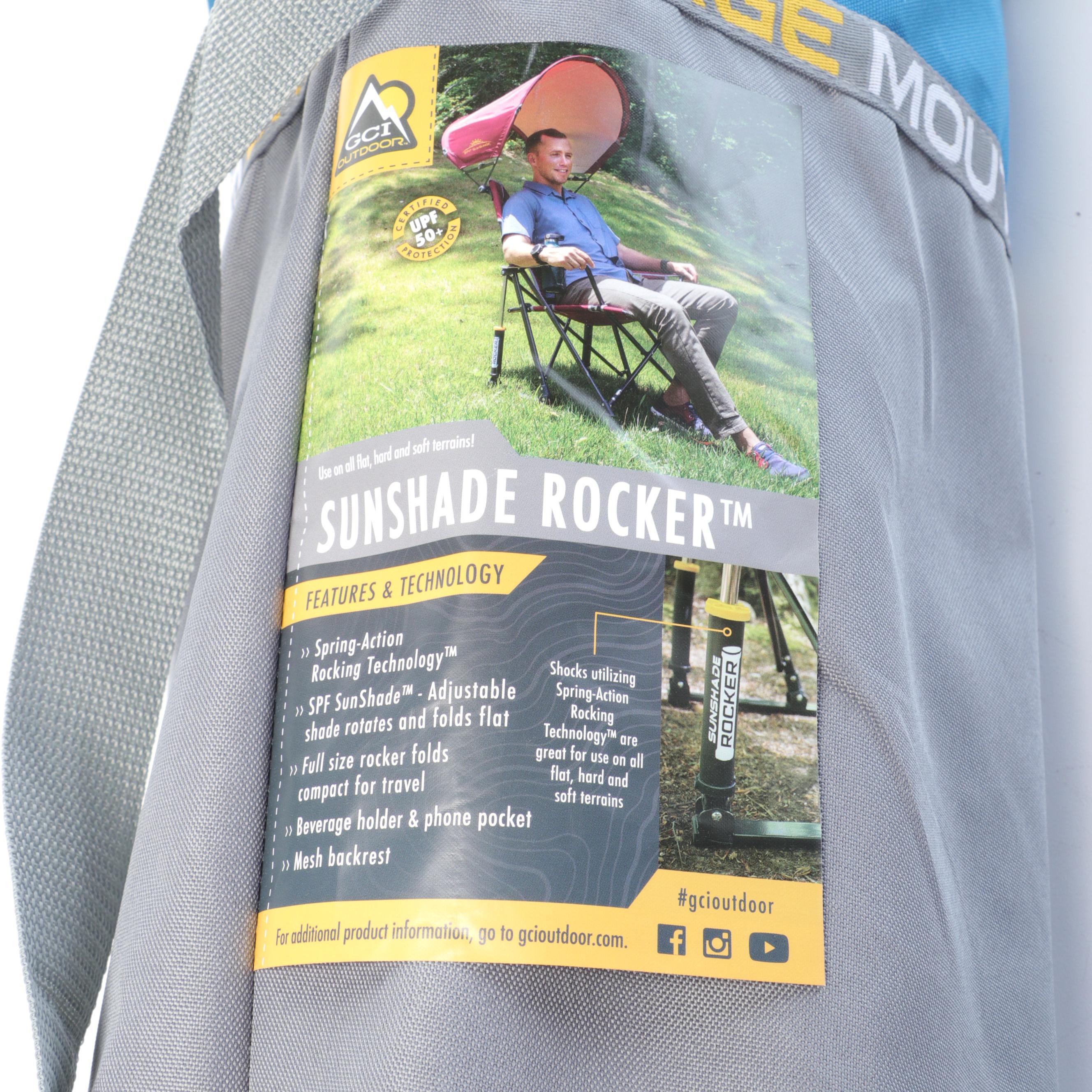 Outdoor SunShade Rocker Camp Chair in Neptune Blue