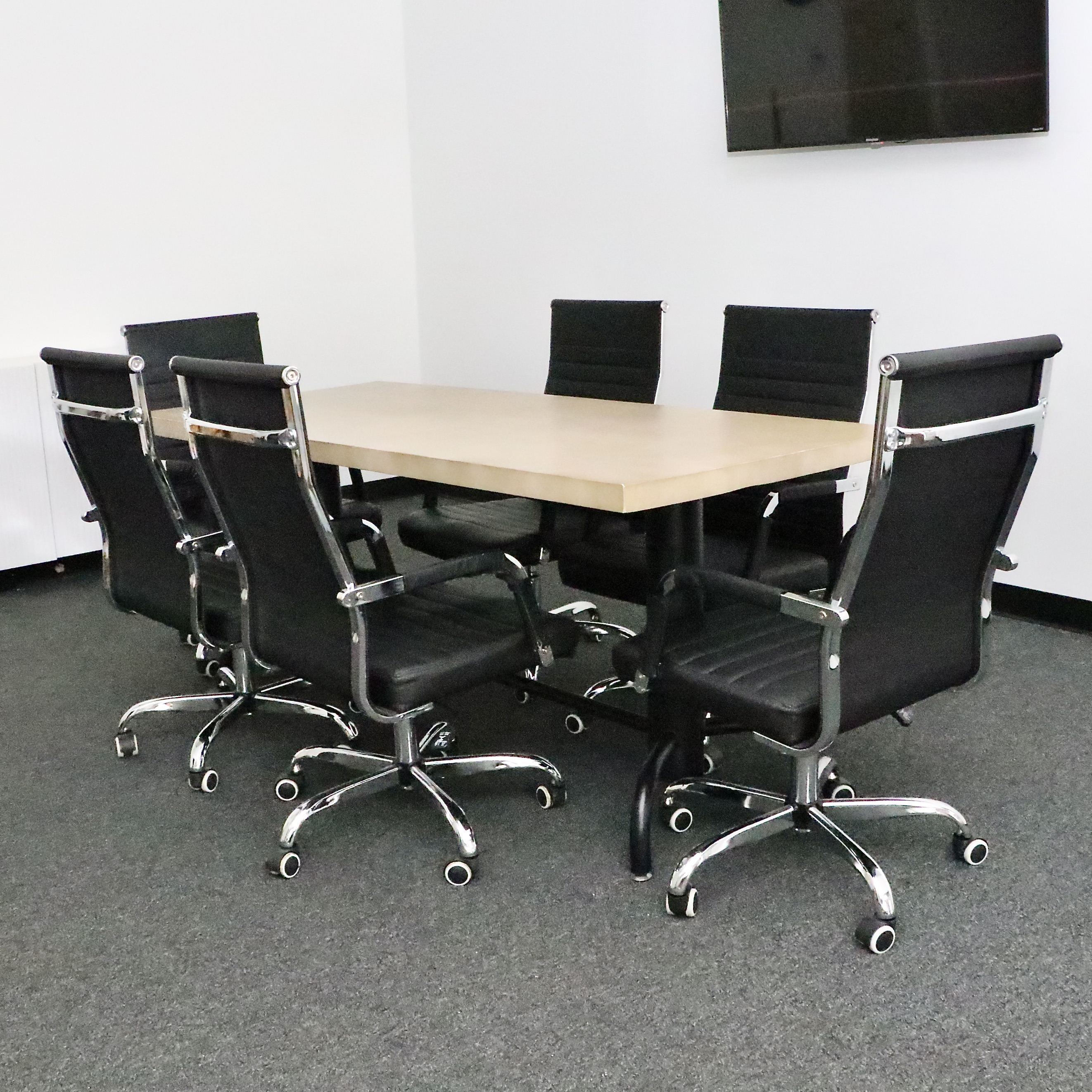 Contemporary Office Conference Table and Six Chairs