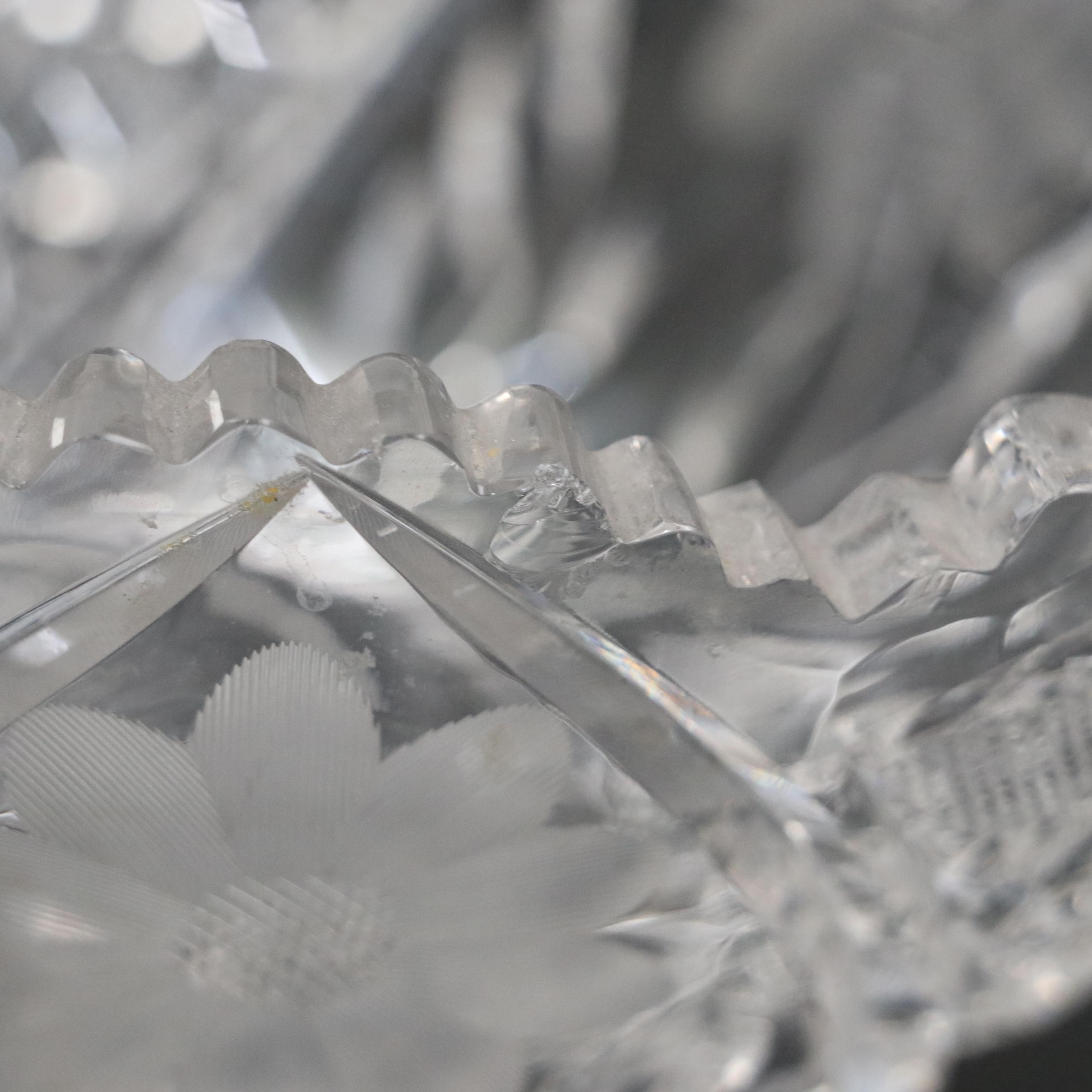 American Brilliant Cut Glass Harvard and Floral Pattern Bowl