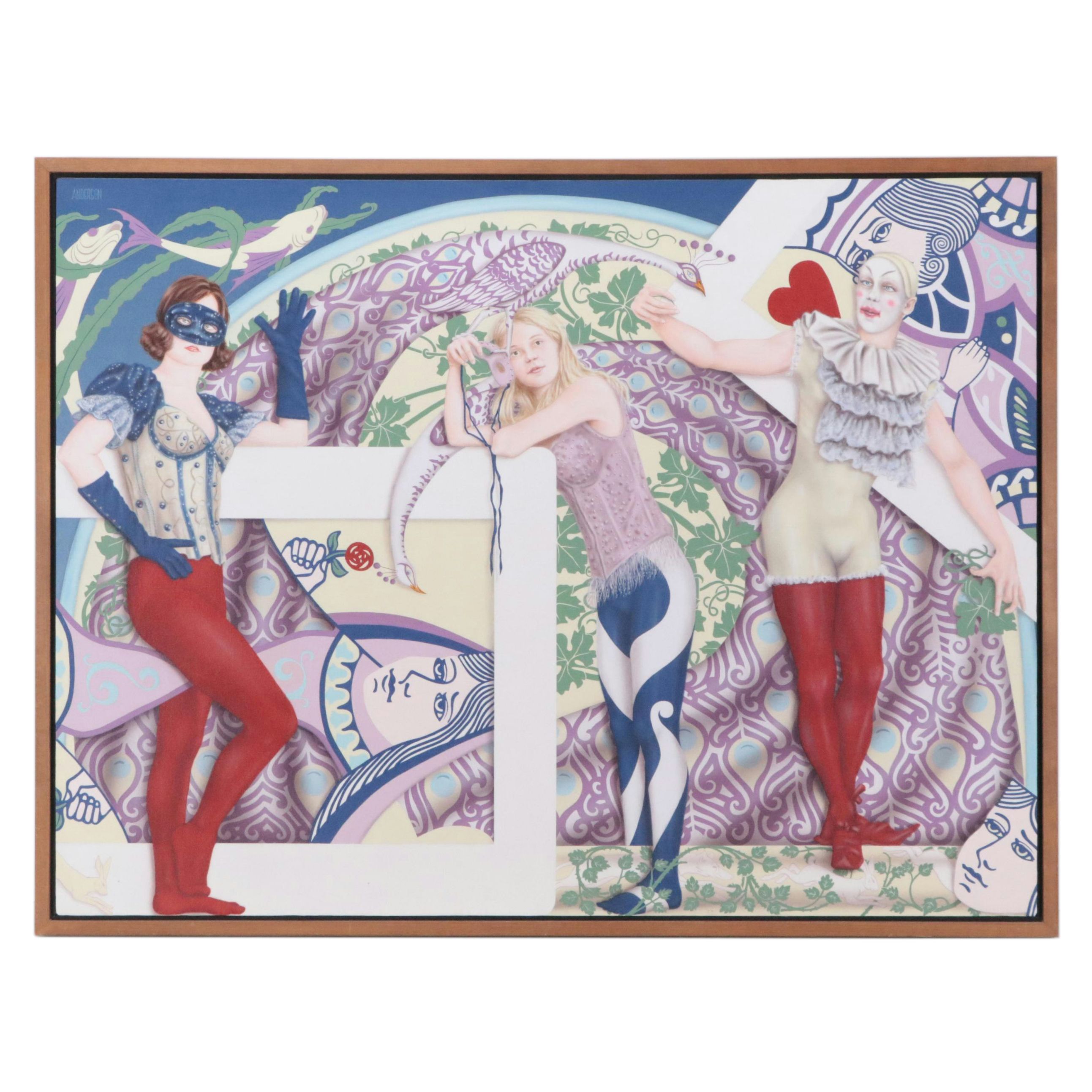 Robert Anderson Large-Scale Acrylic Painting "The Building of a Queen," 1980