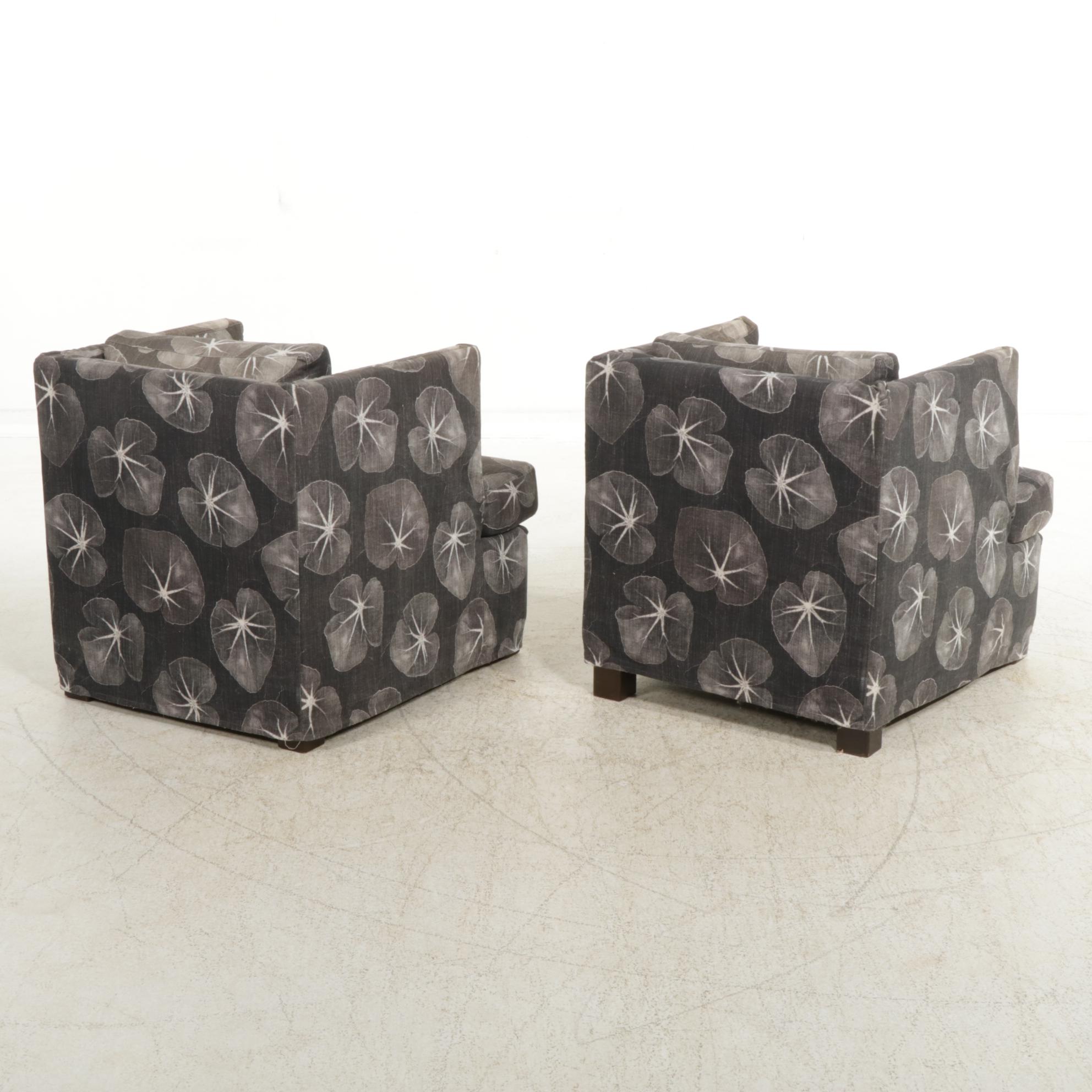 Lee Industries Club Chairs in Silhouetted Lily Pad Slip Covers