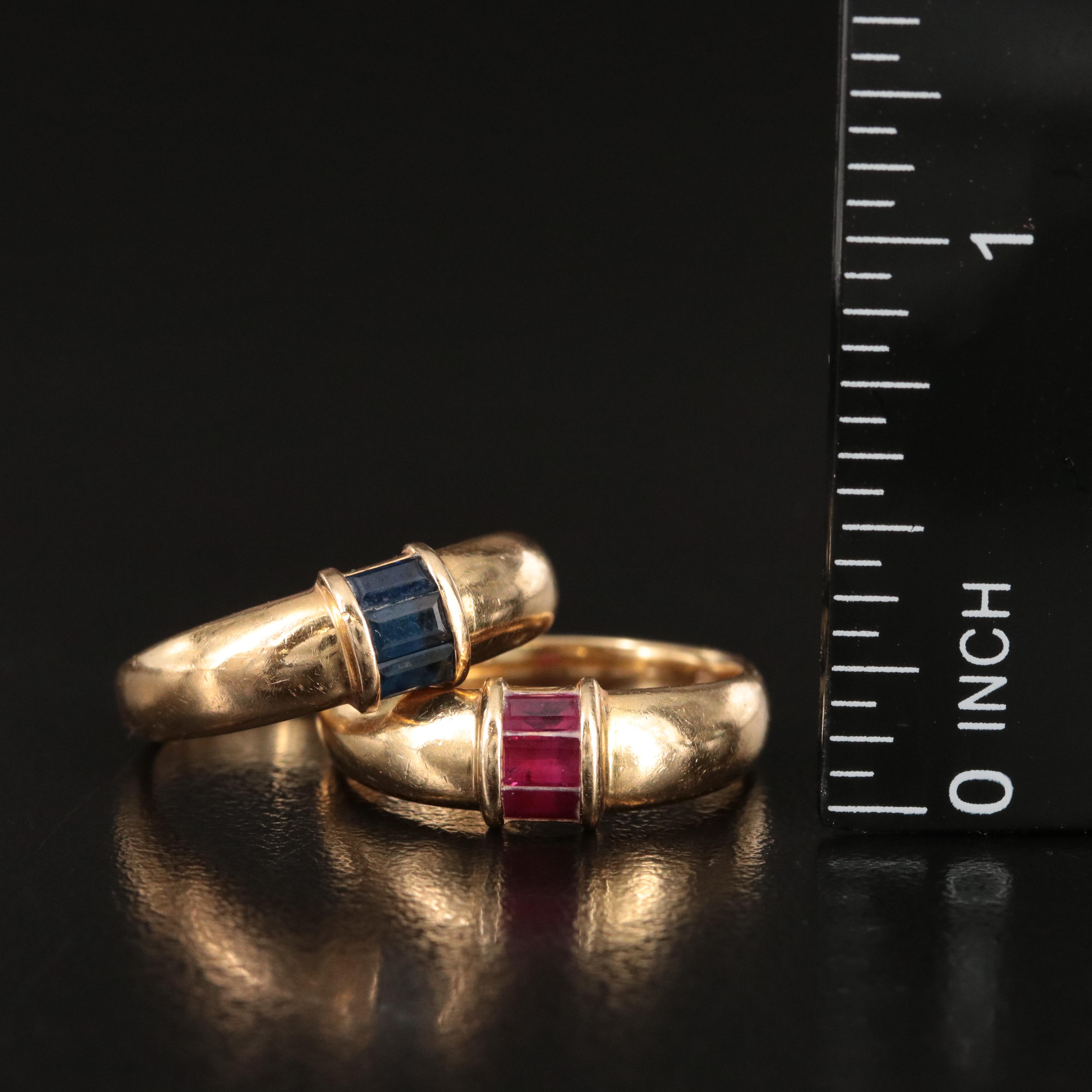 Tiffany & Co. 18K  Ruby and Sapphire Dome Rings