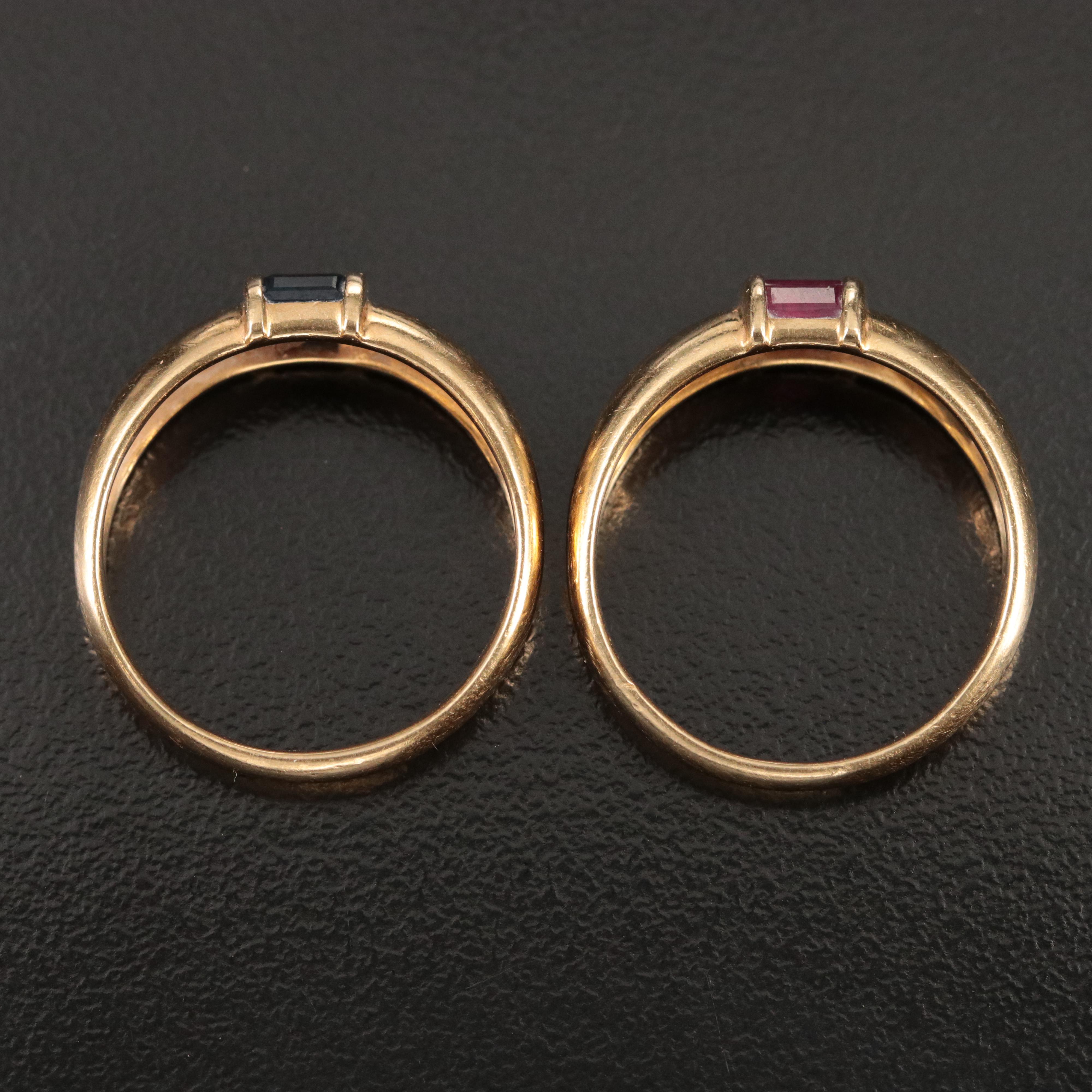 Tiffany & Co. 18K  Ruby and Sapphire Dome Rings