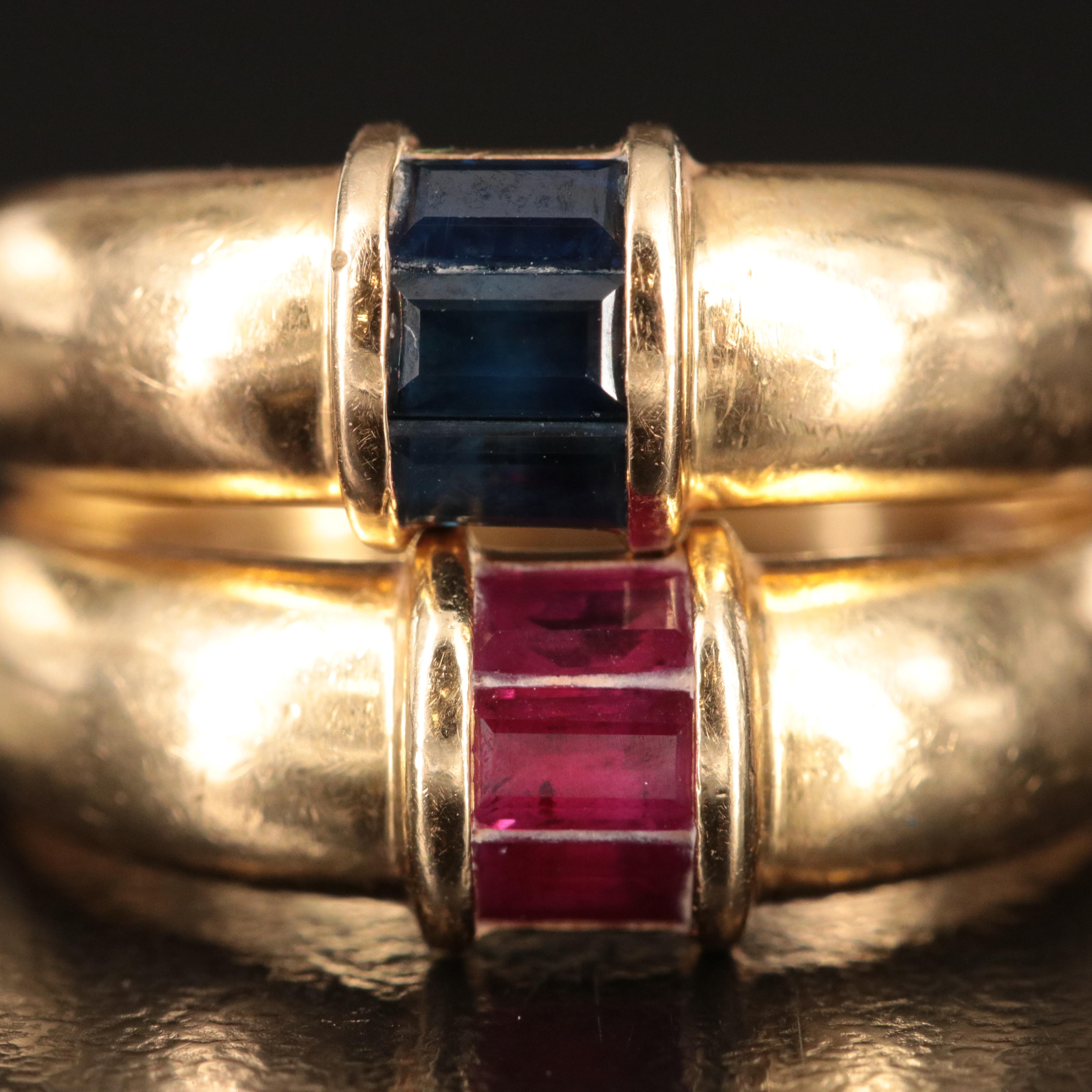 Tiffany & Co. 18K  Ruby and Sapphire Dome Rings