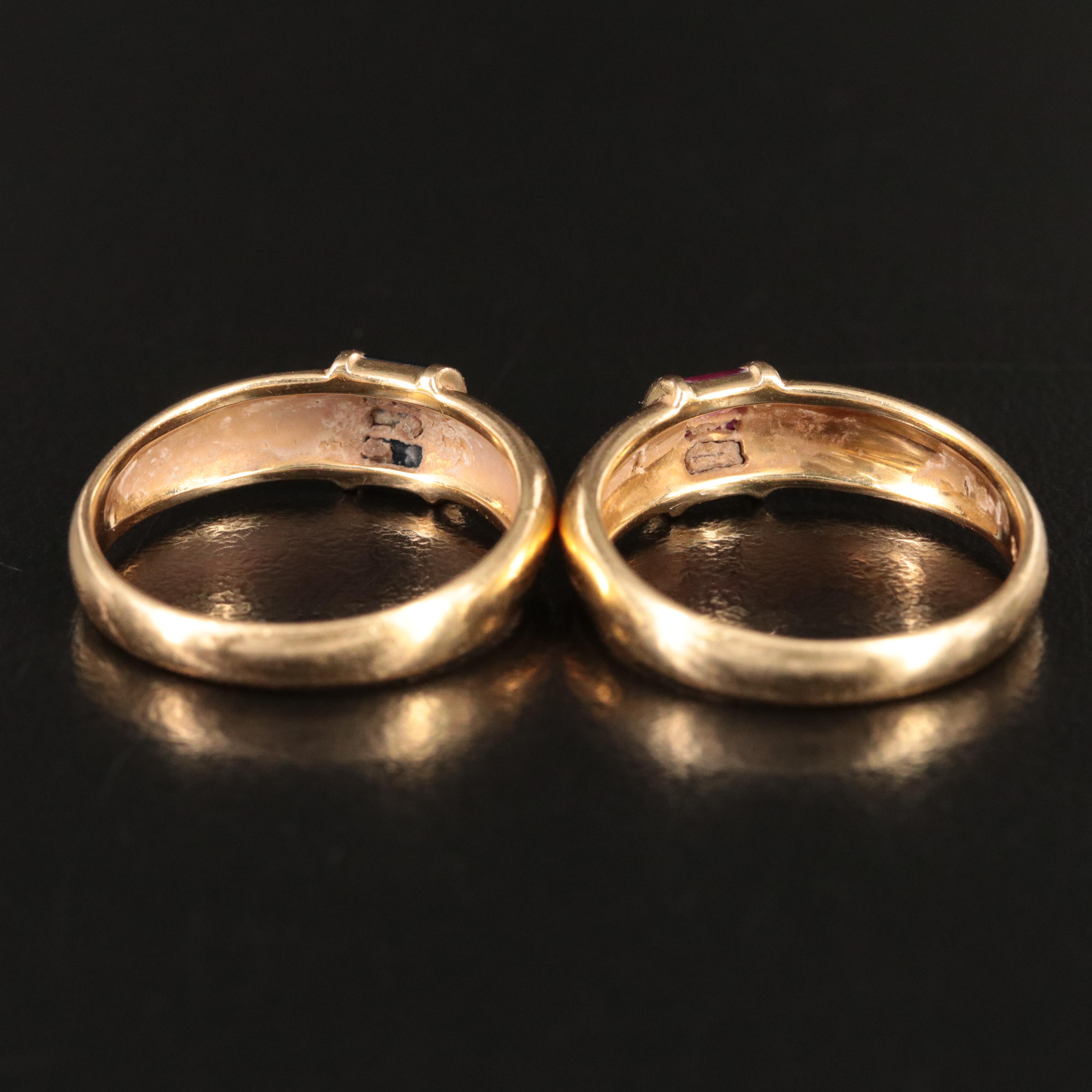 Tiffany & Co. 18K  Ruby and Sapphire Dome Rings