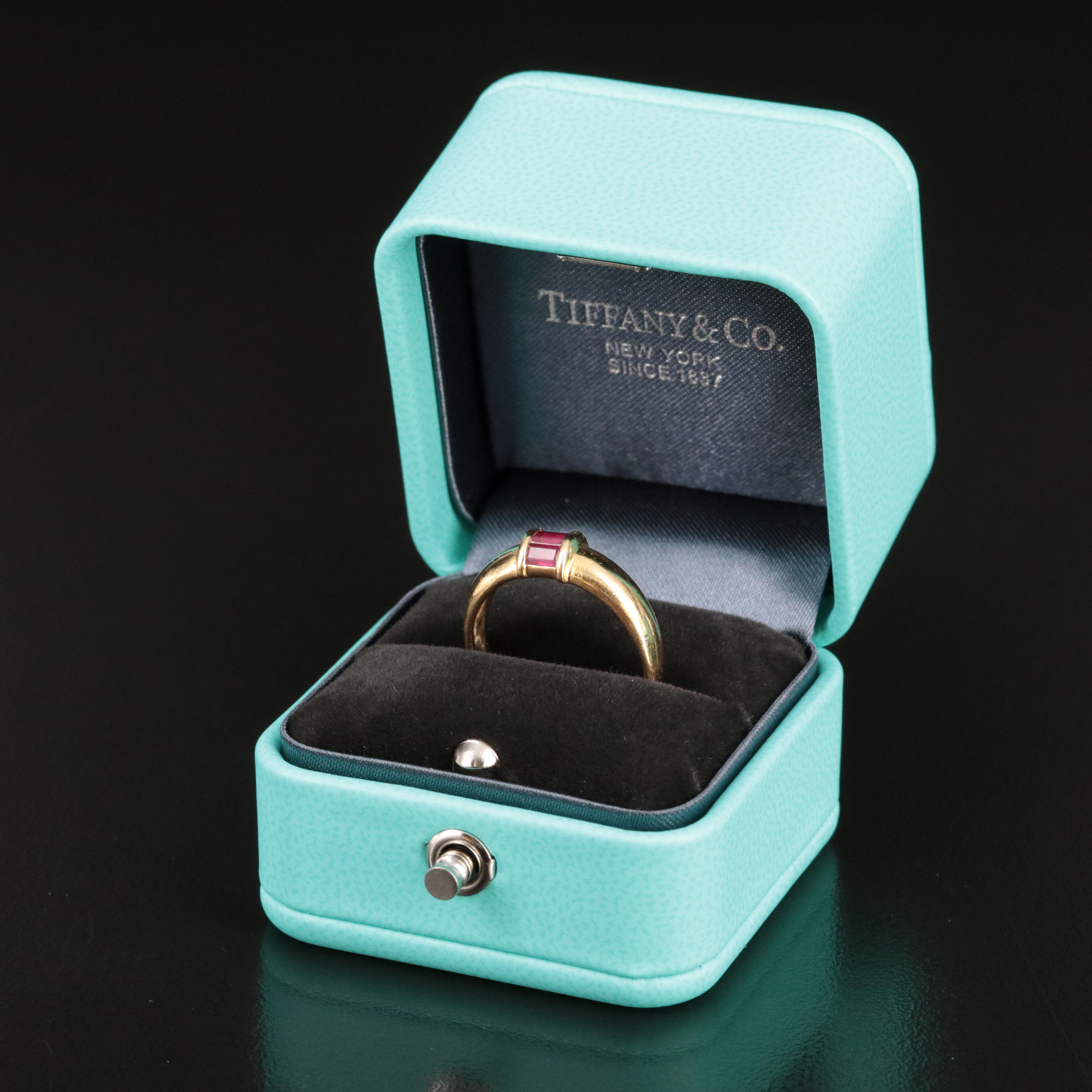 Tiffany & Co. 18K  Ruby and Sapphire Dome Rings