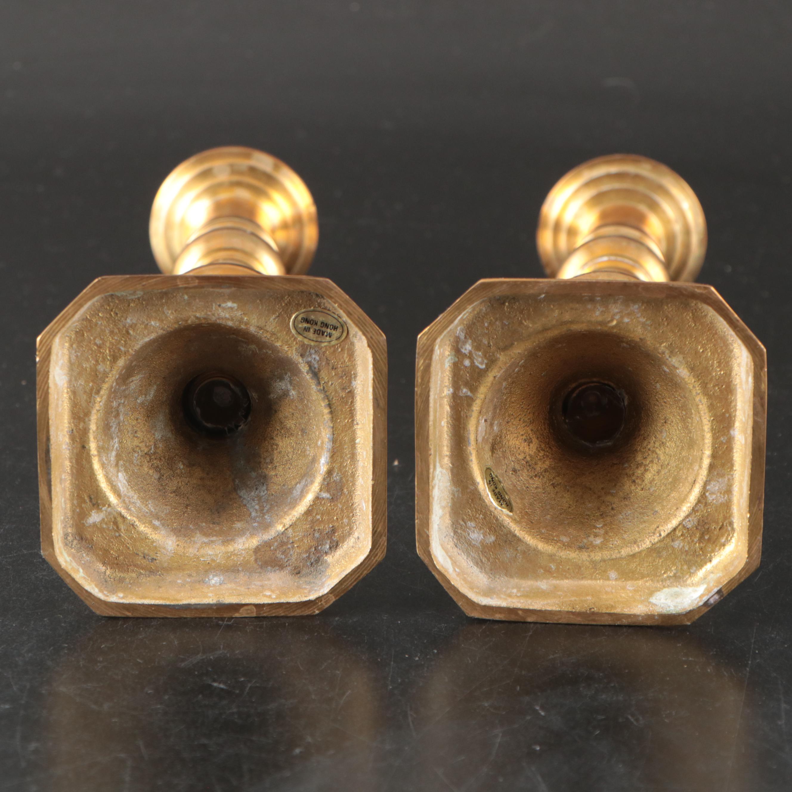 Virginia Metalcrafters "Kings Arms" with Other Brass Trivets and Candlesticks