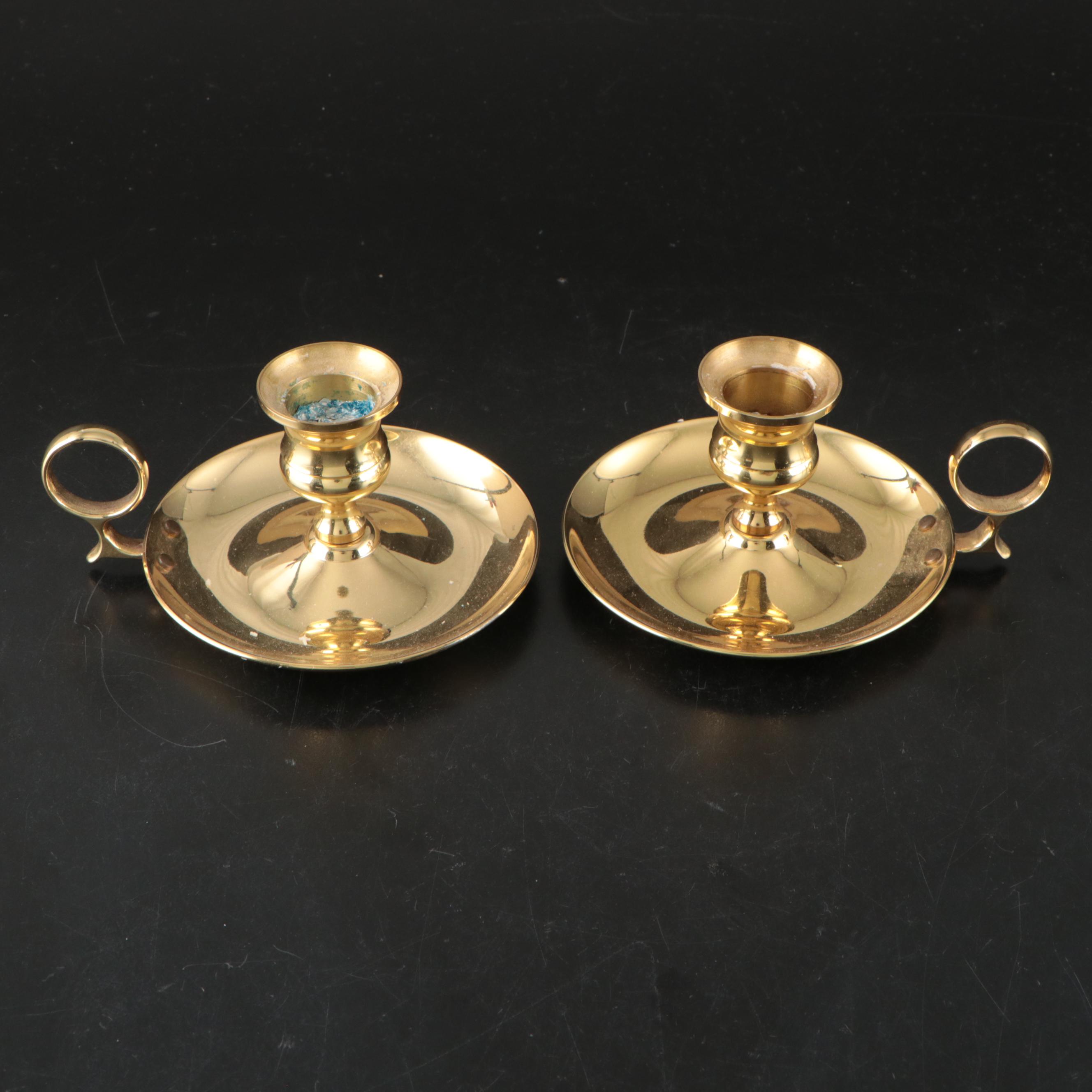 Virginia Metalcrafters "Kings Arms" with Other Brass Trivets and Candlesticks