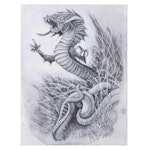 David Michael Beck Mixed Media Comic Illustration of a Dragon
